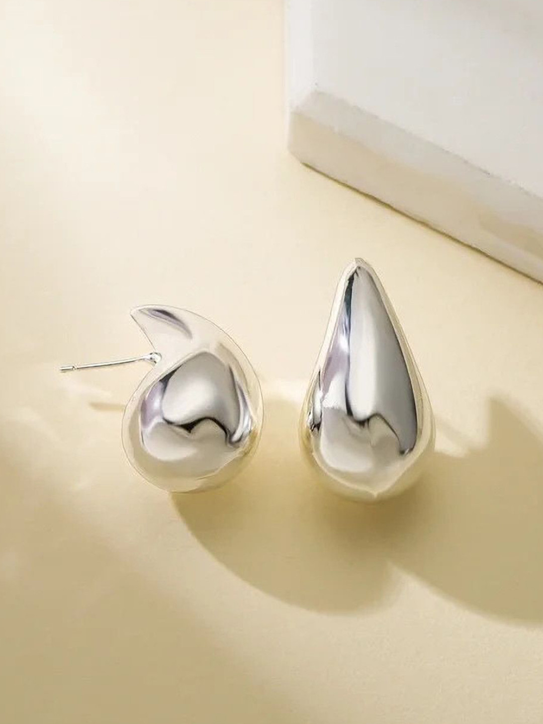 Sparking Dazzle Silver-Plated Teardrop Shaped Drop Earrings