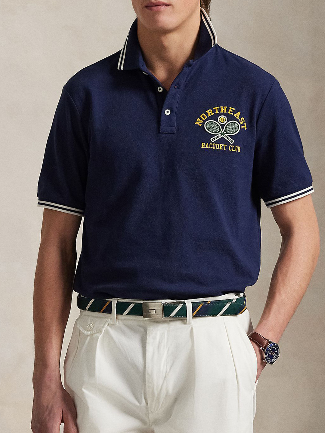 Polo Ralph Lauren Men Printed Pure Cotton Classic-Fit  Polo Collar T-Shirt