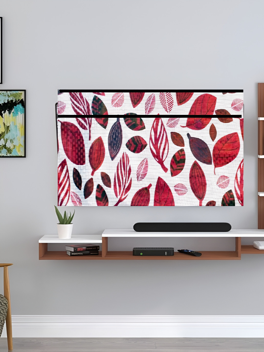 Kalra Magic Maroon & White Printed Dustproof & Waterproof 32 Inch Tv Cover