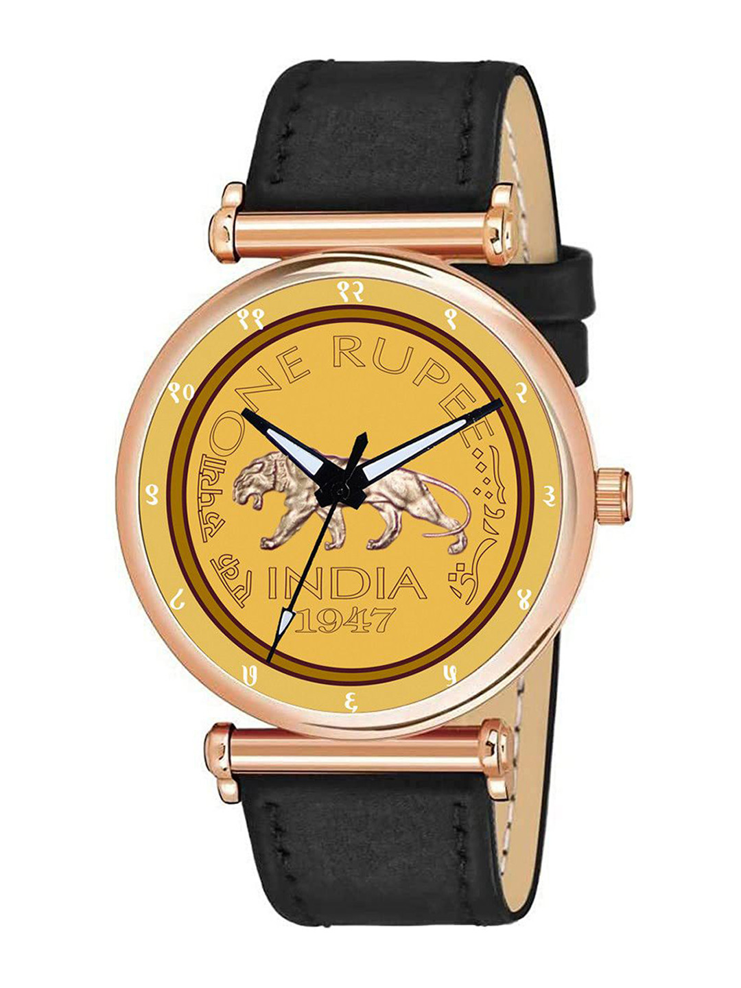 Gopal Shopcart Unisex Dial & Leather Straps Analogue Watch C34MRG-GOLD-RS-Black-Chikani_SH