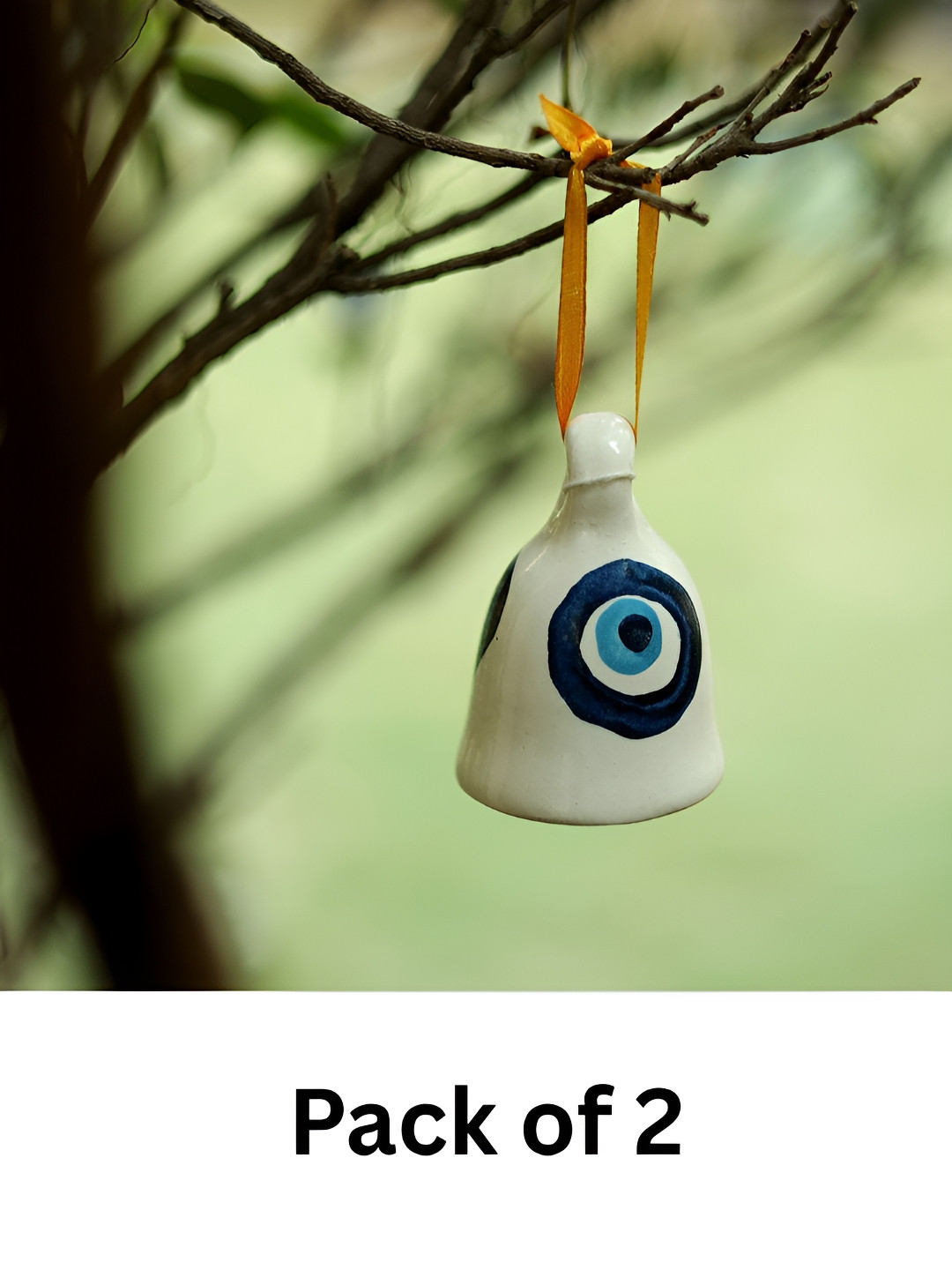 DULI Evil Eye Ceramic Matte Hanging Hall 2Pcs Wall Hangings-3In