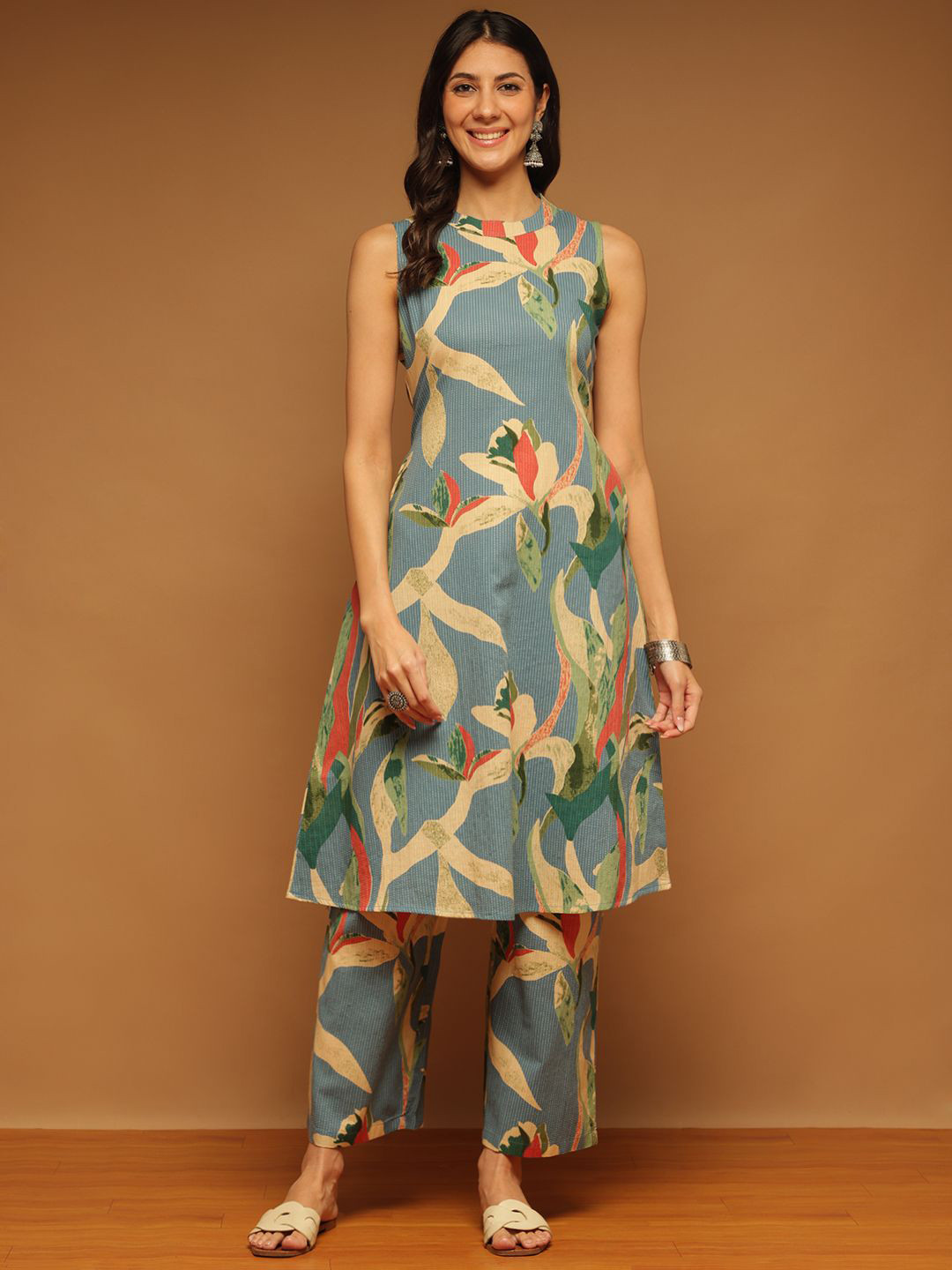 ARAVALII Printed Pure Cotton Tunic With Palazzo Co-Ords