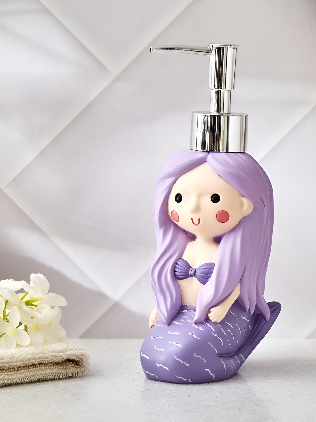 Home Centre Purple & Cream-Coloured Soap Dispenser 200ml