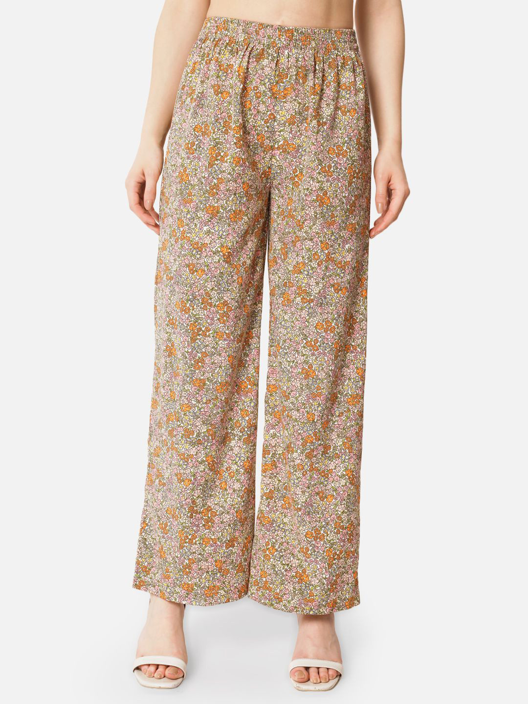 OTIRA Women Floral Printed Crepe Palazzos