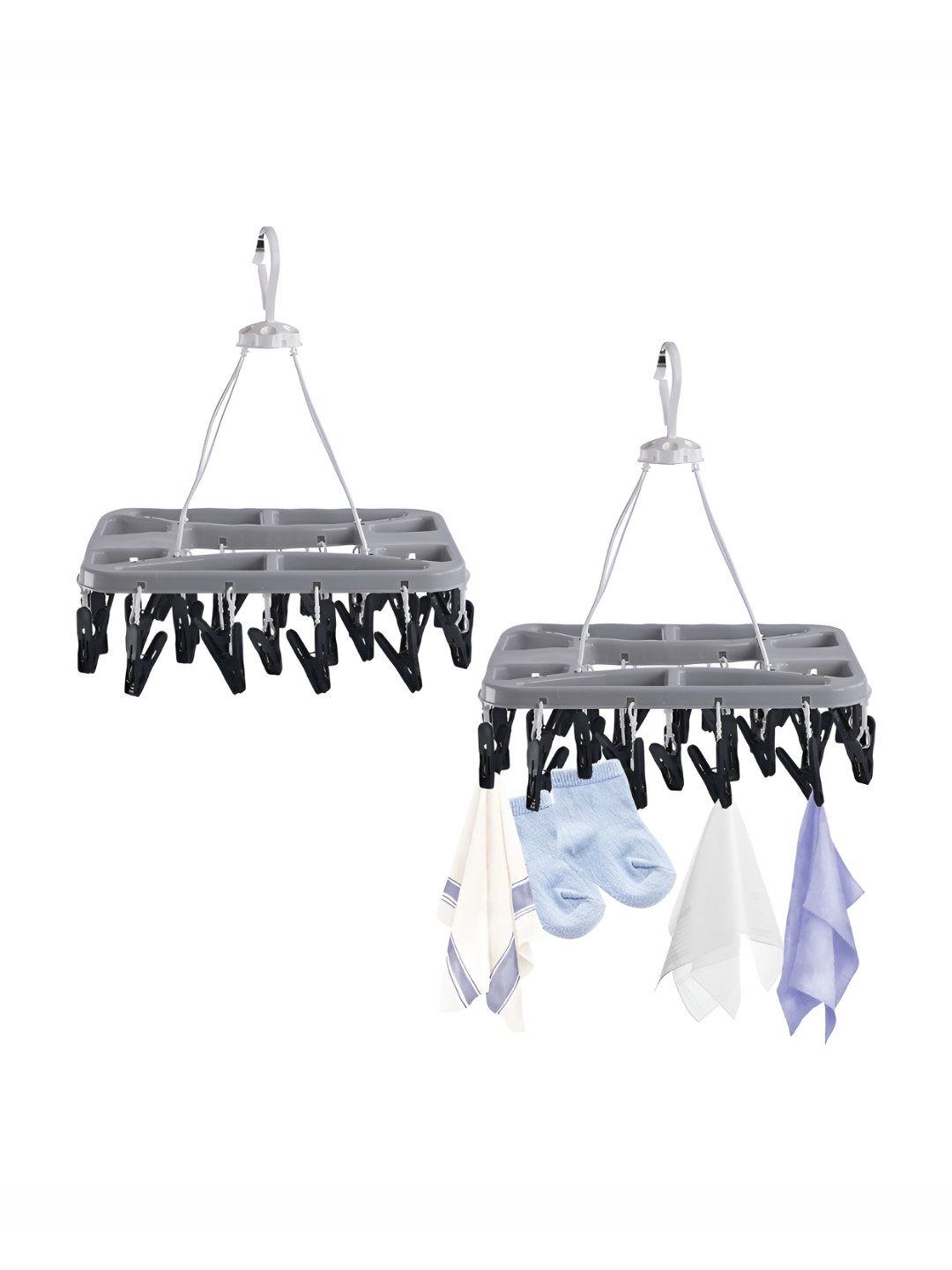 Aura Set Of 2 Grey Cloth Drying Stand Hanger