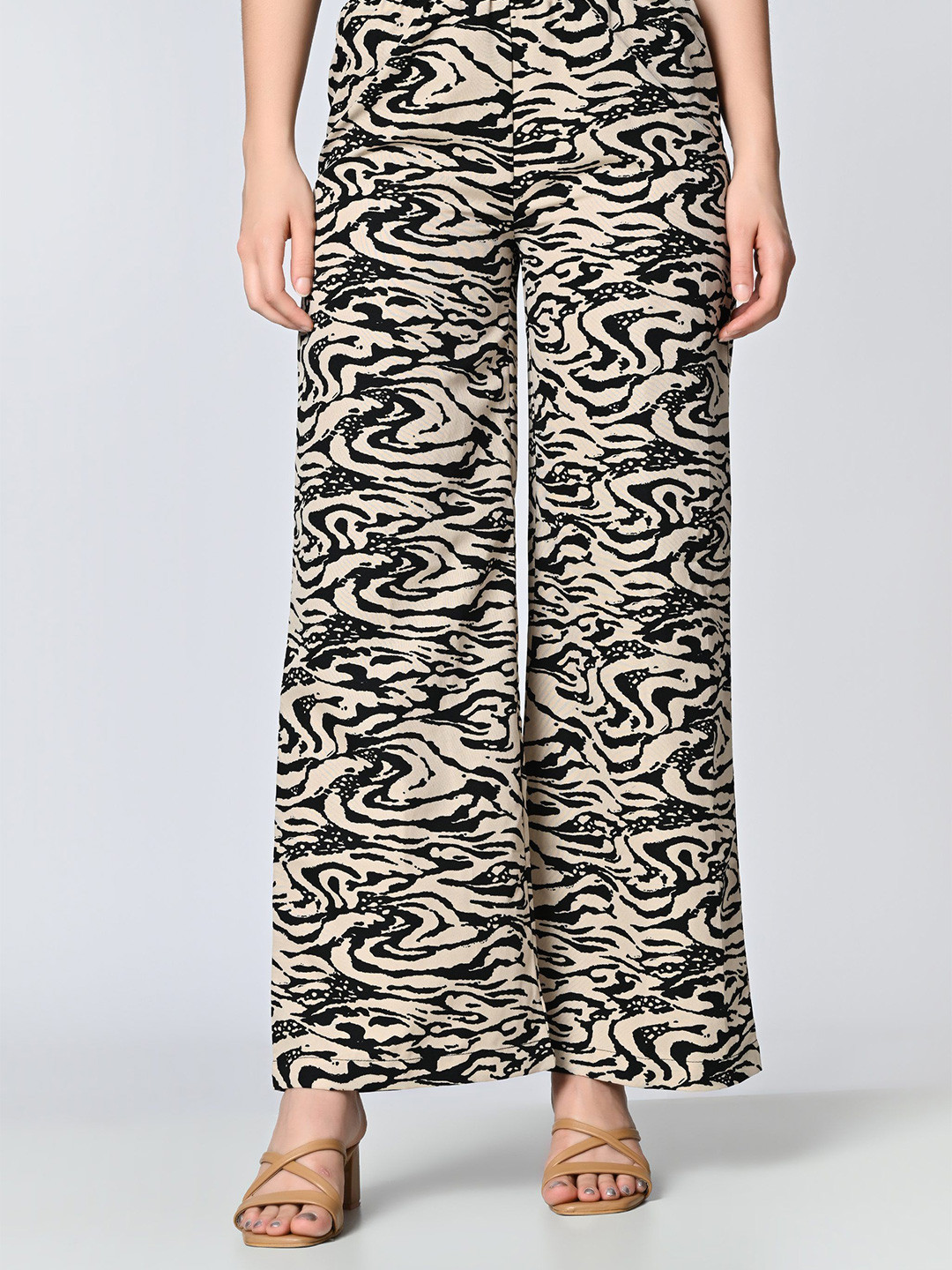 OTIRA Women Animal Printed Crepe Palazzos