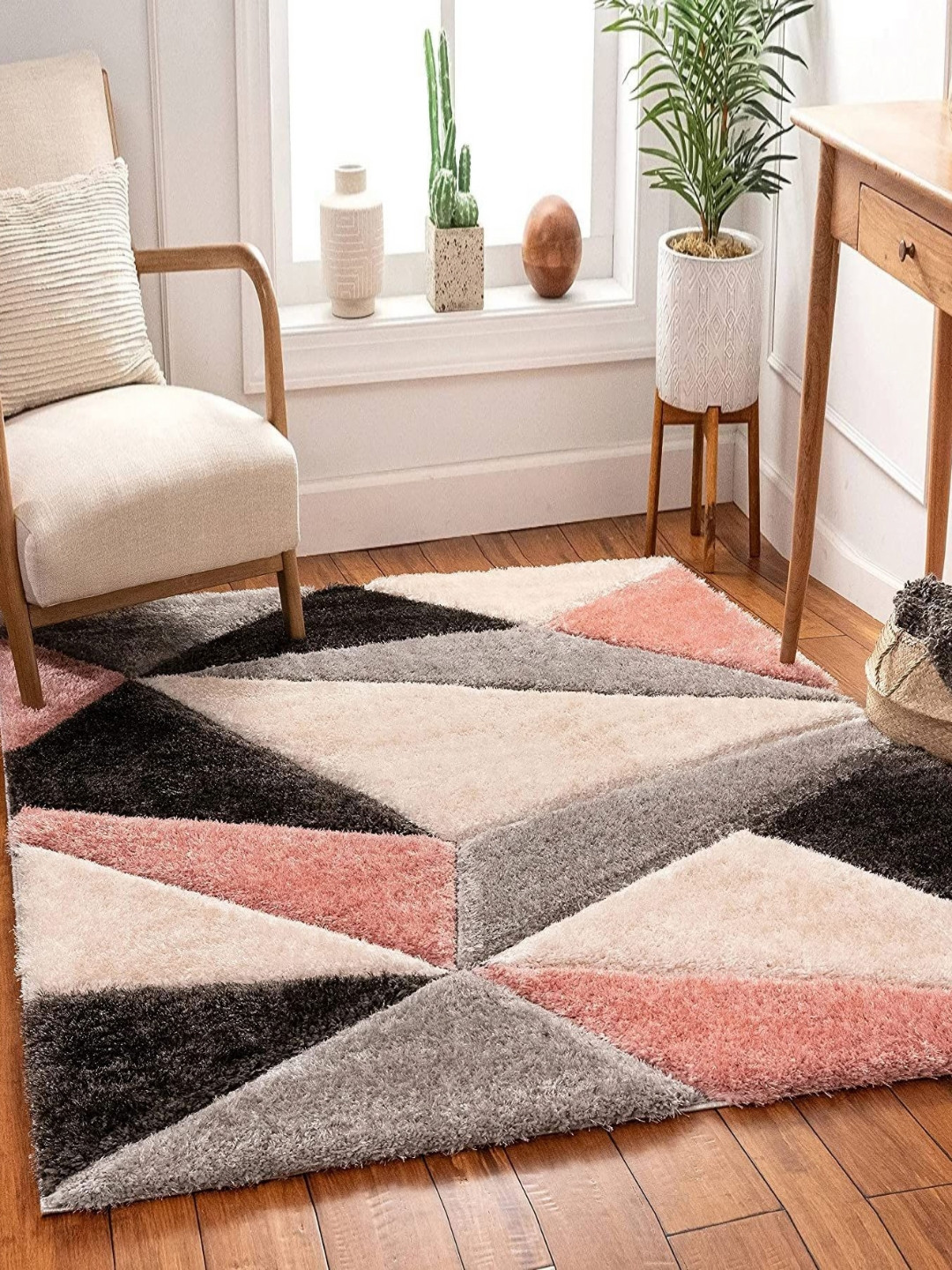 CARPETIFY  Geometric Anti-Skid Shaggy Carpet