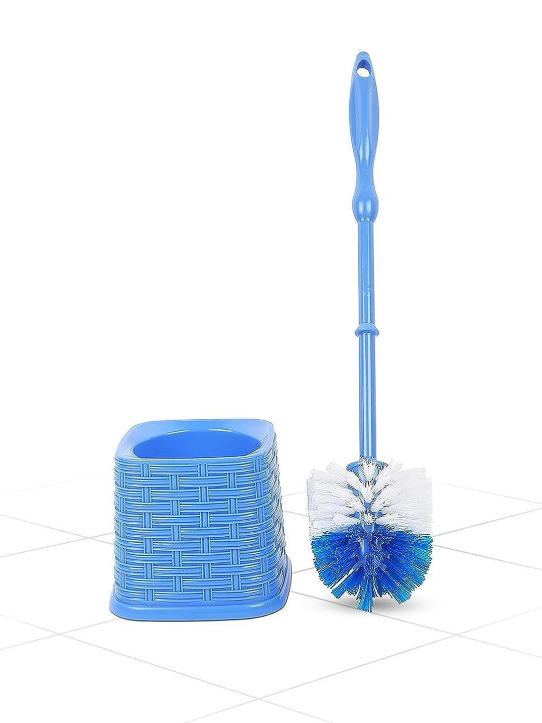 ARPANA BRIGHT Blue & White Solid Toilet Brush with Square Container