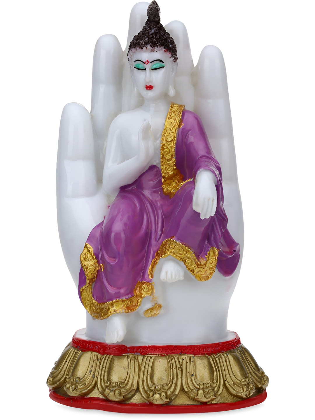 Aura Buddha Hand Purple Marble Glossy Garden Medium Showpiece - 11 Inches