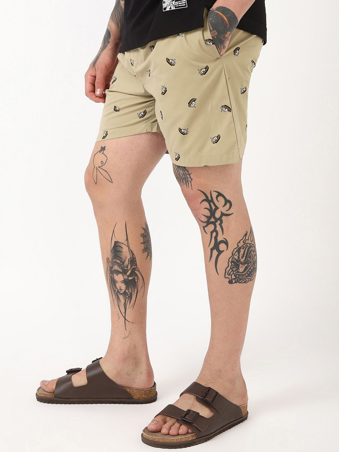 Bewakoof Mens Beige All Over Printed Boxers