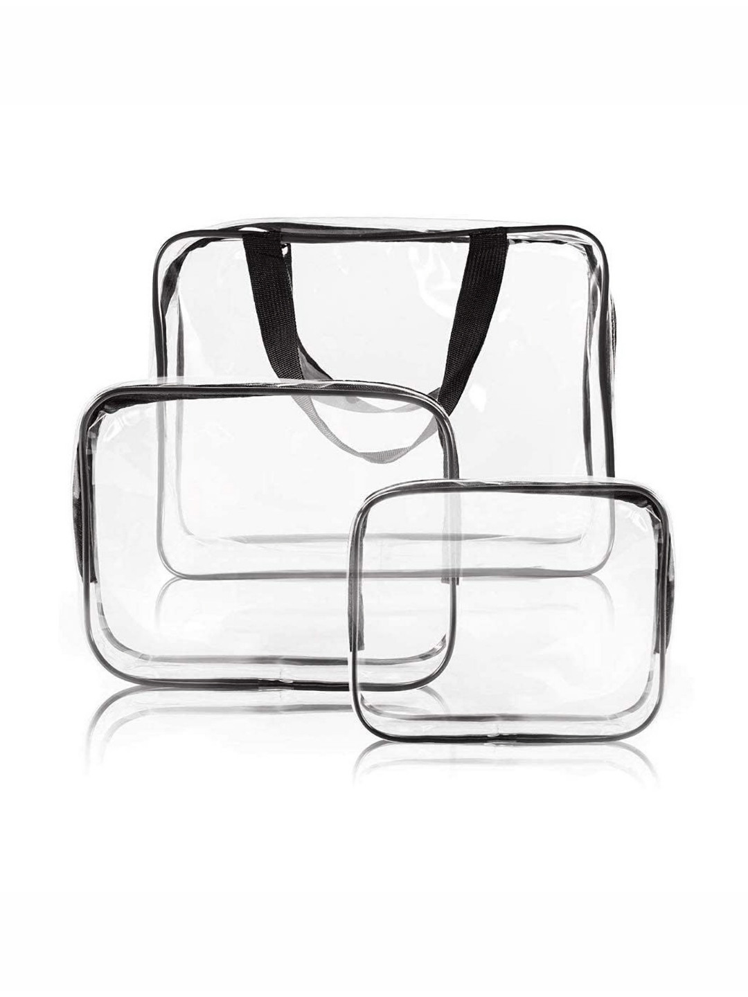 ZEELPETAL Set of 3 Transparent Travel Toiletry Pouches