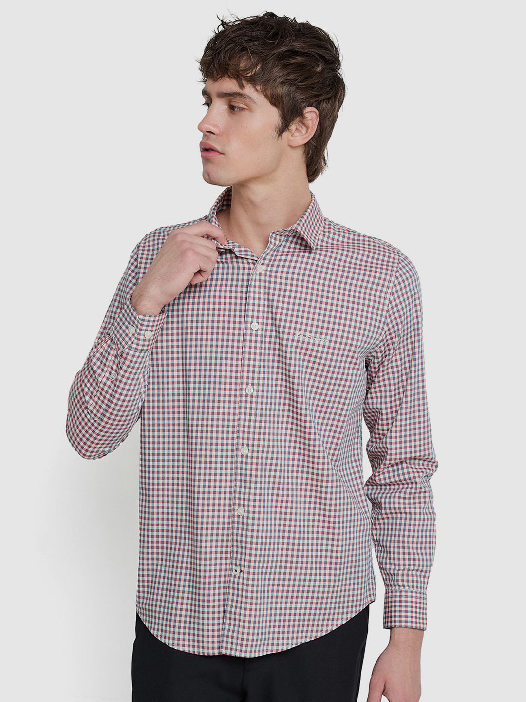 BEN SHERMAN Gingham Checked Cotton Casual Shirt
