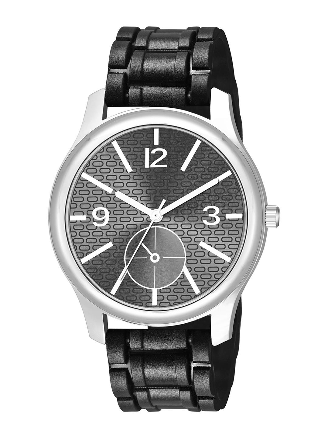 CSAMON Men Dial & Bracelet Style Straps Analogue Watch 1017SLV M5 GERY D 801BLK_SH