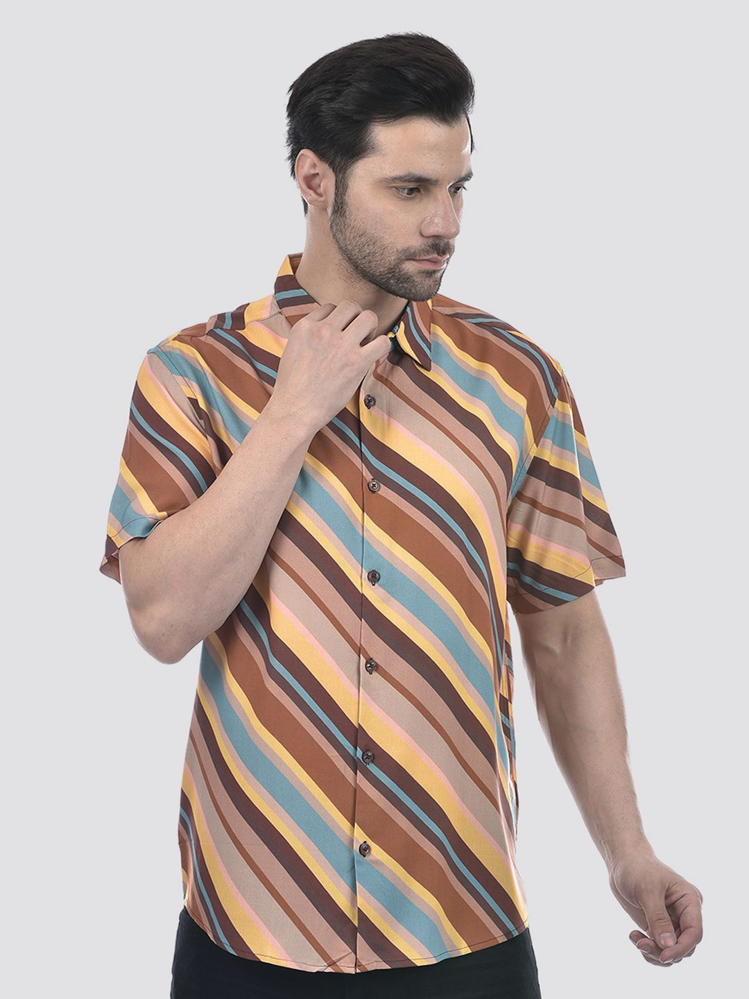 CAMLA Men Multi Stripes Striped Regular Fit Casual Shirt