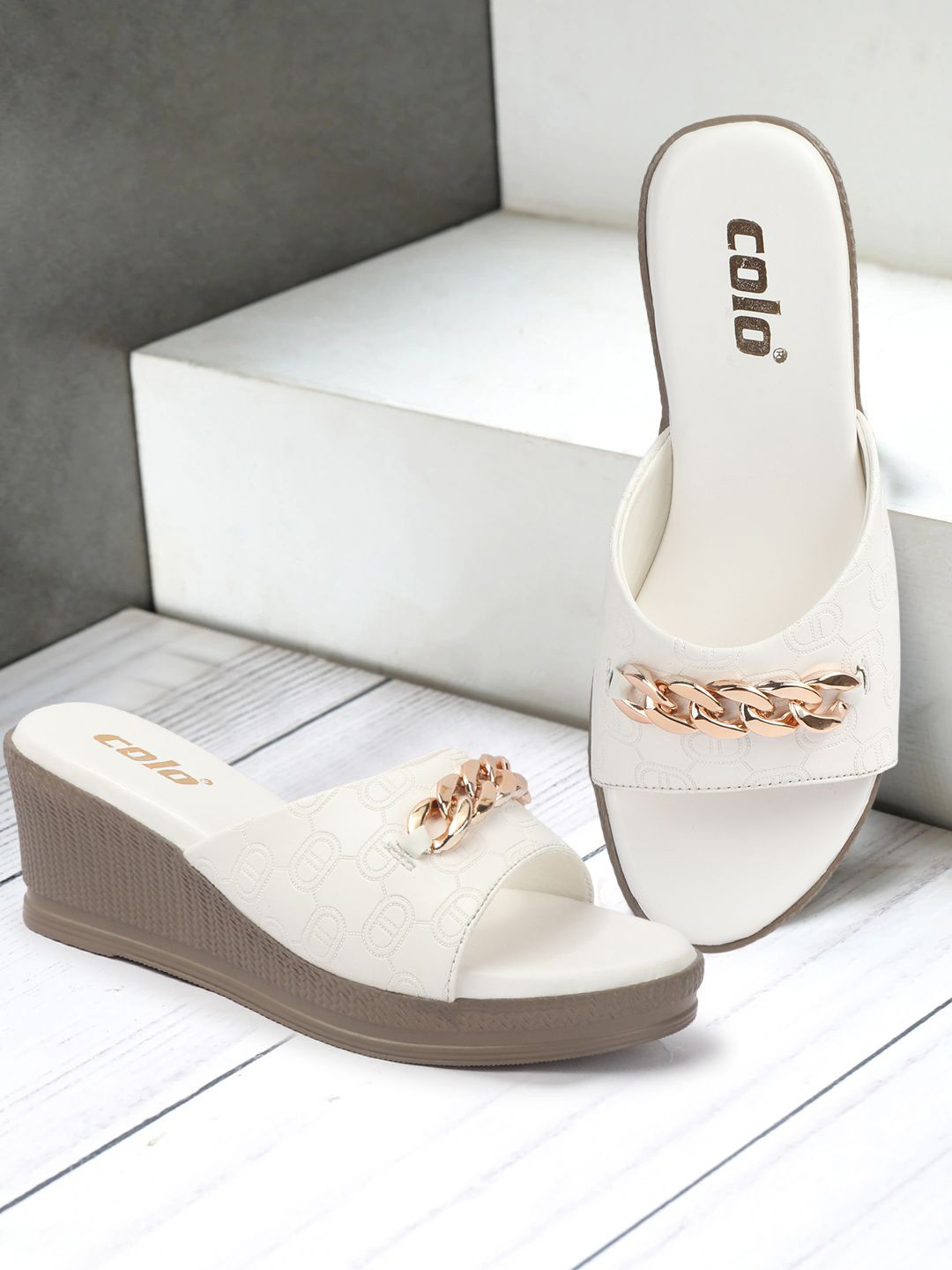 Colo Women Solid Wedge Heel Sandals with Western - Embellished