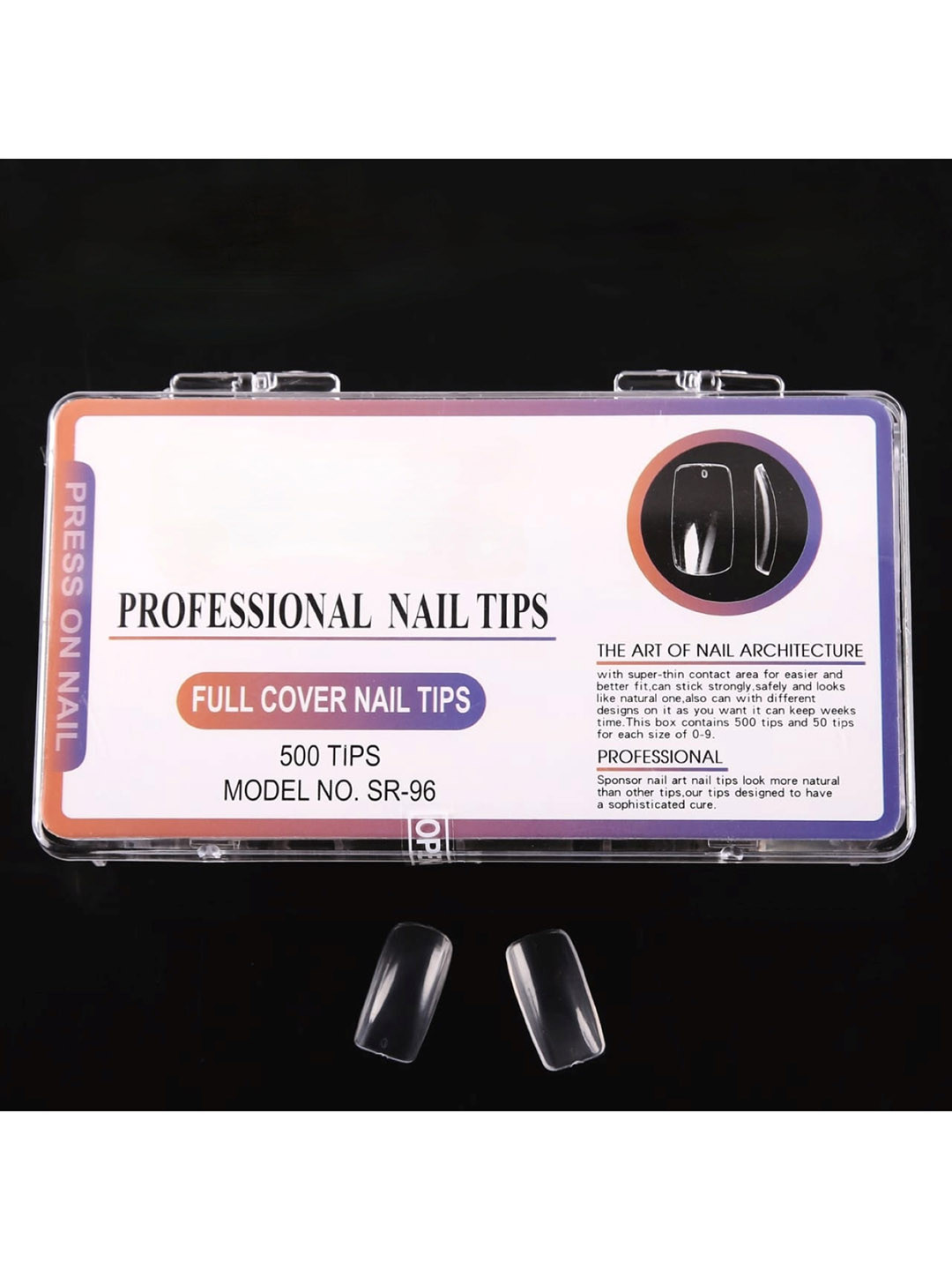 RANORE 500 Pcs Acrylic Full Cover Press-On Nail Extension Tips - Transparent