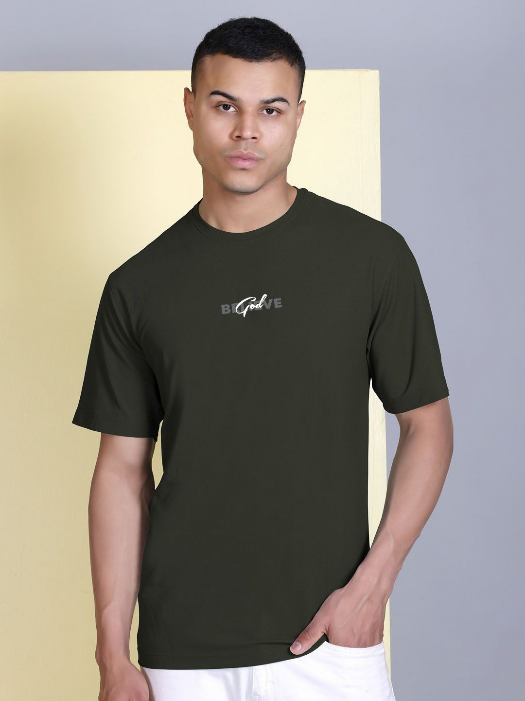 MOUNTAIN COLOURS Typography Printed Round Neck T-Shirt