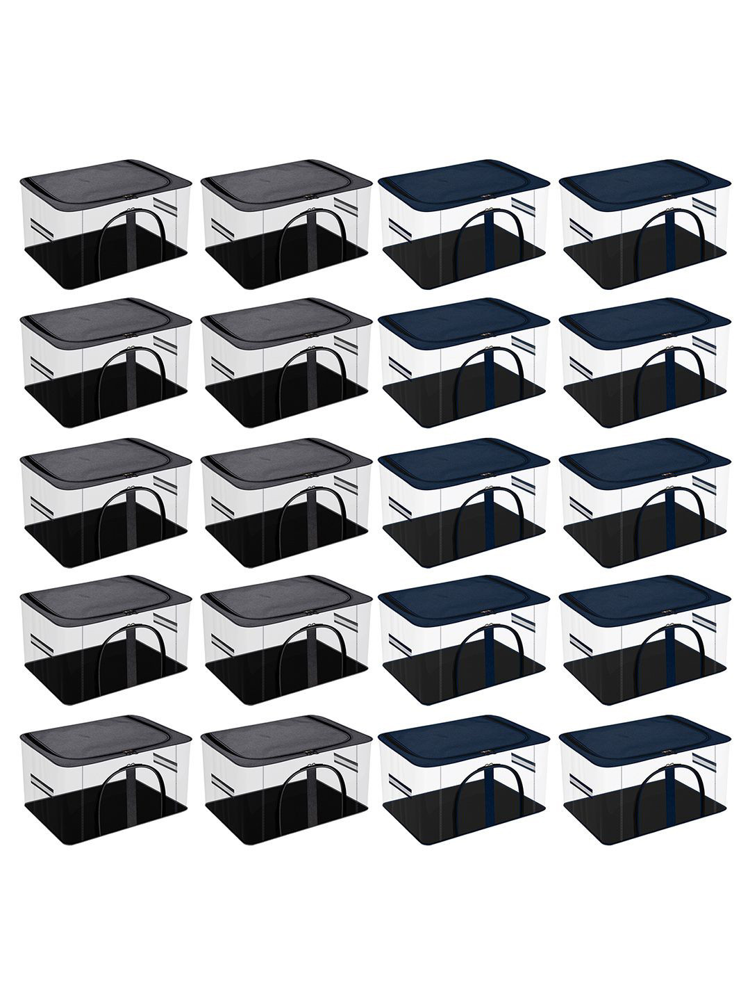 Kuber Industries Transparent & Grey 20 Pieces Storage Bags With Handle Organisers