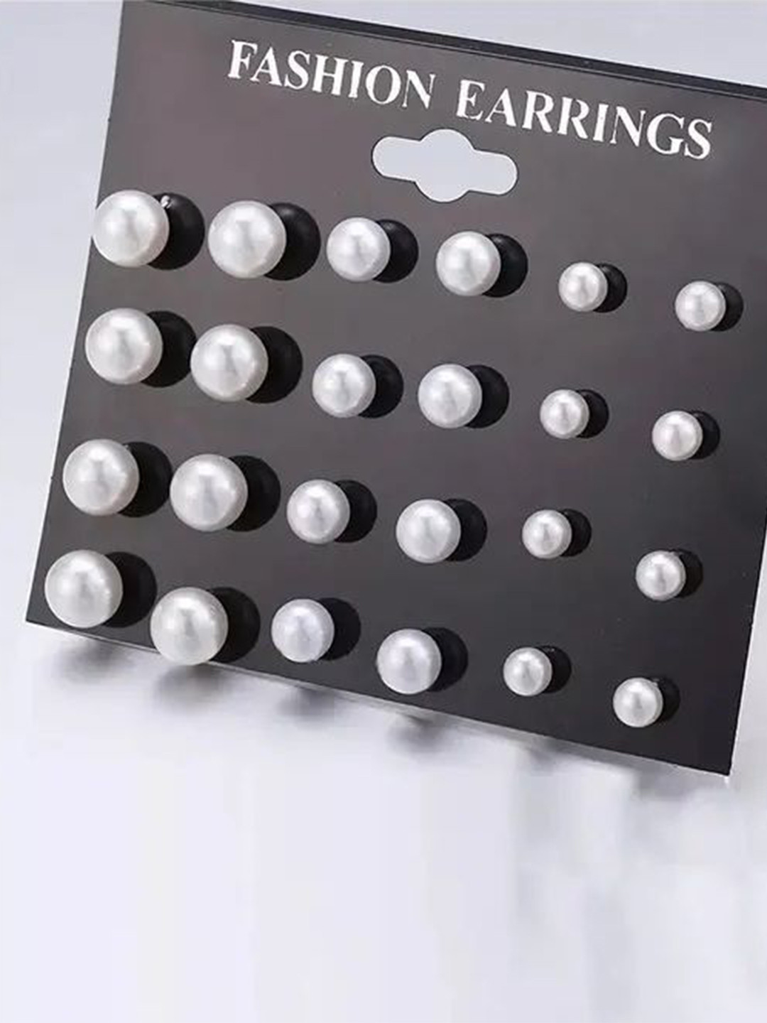 Honbon Set Of 12 Pearls Beaded Circular Shape Studs