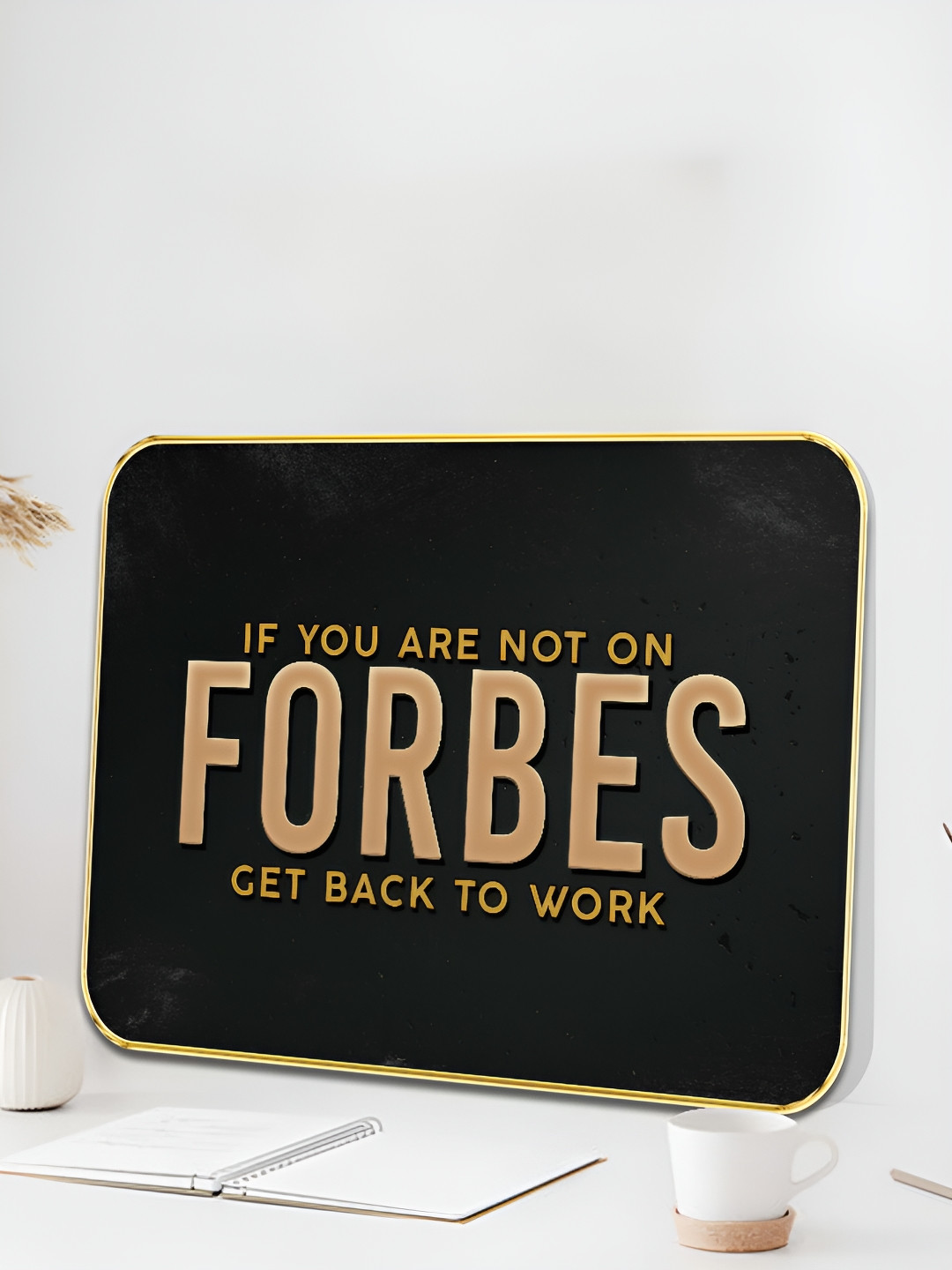 Myntra Elegant Homes Black & Pink Motivational Office Abstract Printed Wooden Wall Art