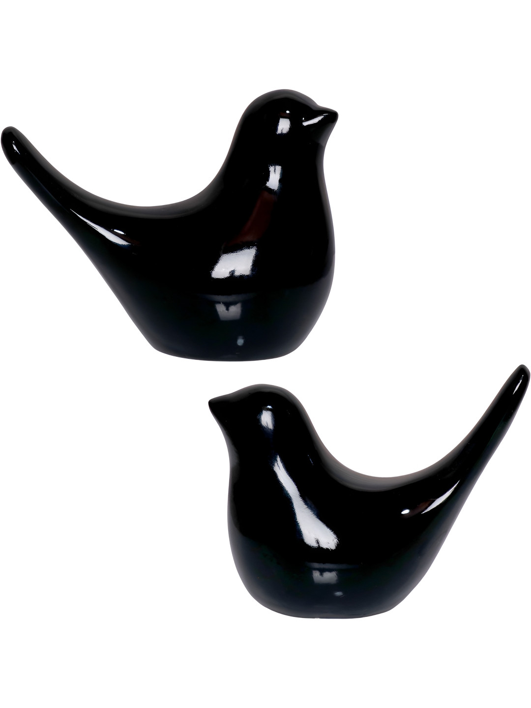 Aura Birds Black Polyresin Natural Living Room Set of 2 Tiny Showpieces - 2.8 Inches
