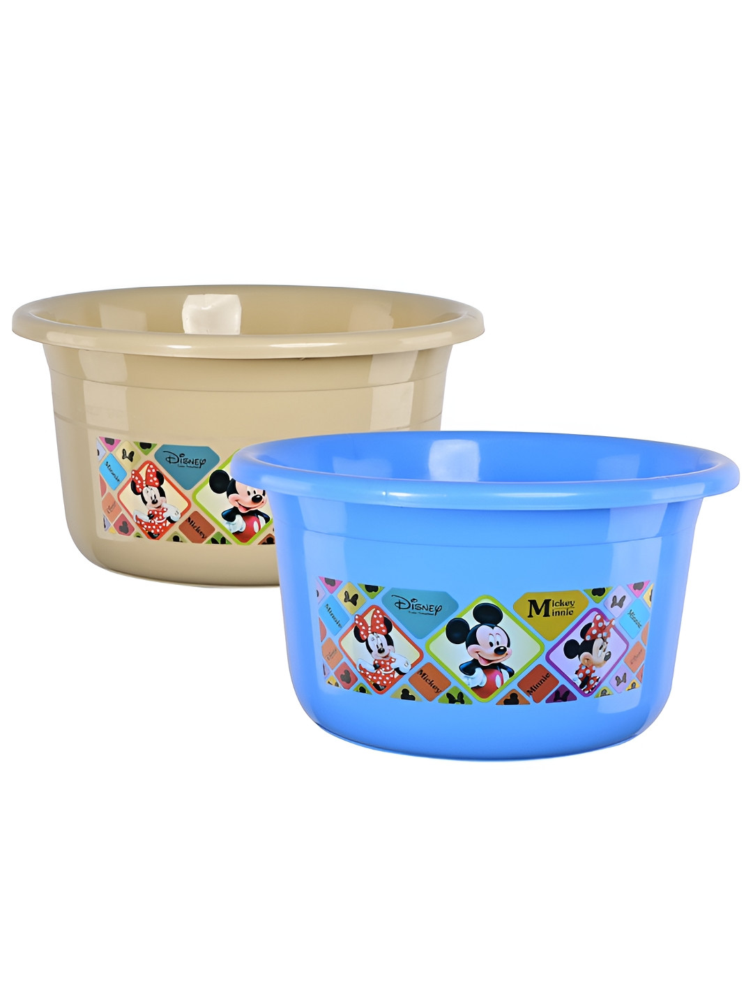 Aura Set of 2 Blue & Beige Abstract Plastic 25 Ltr Plastic Bath Tub Set