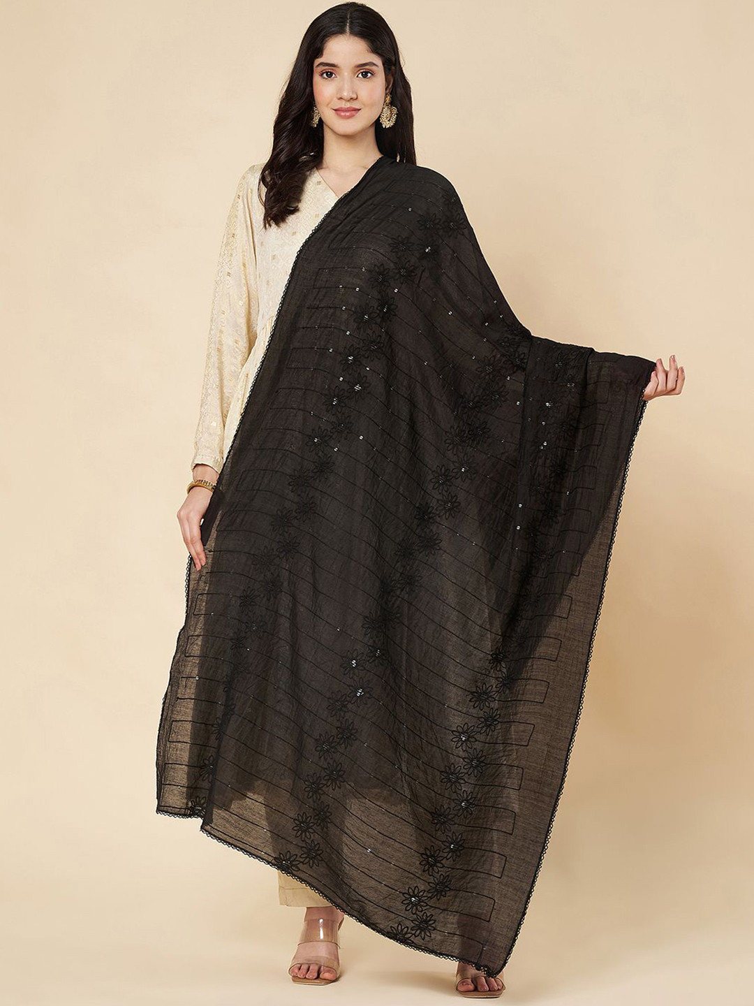 Zamour Embroidered Dupatta with Sequinned