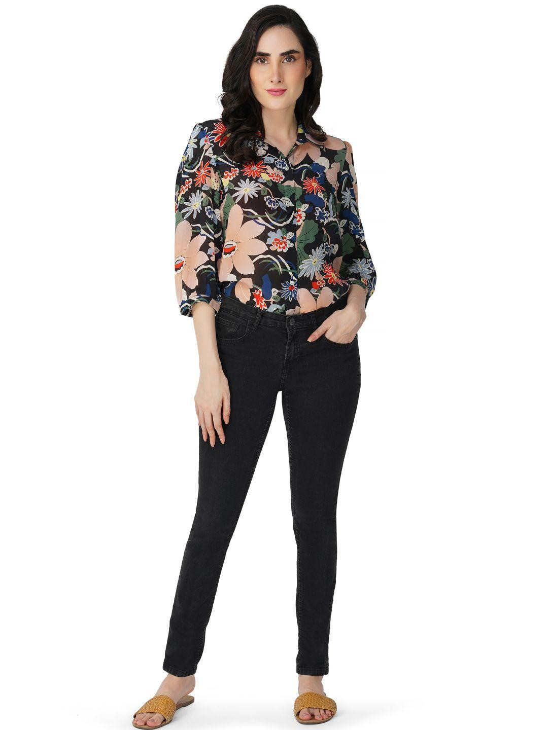 SZN The Blossom Breeze Relaxed Floral Printed Spread Collar Casual Shirt