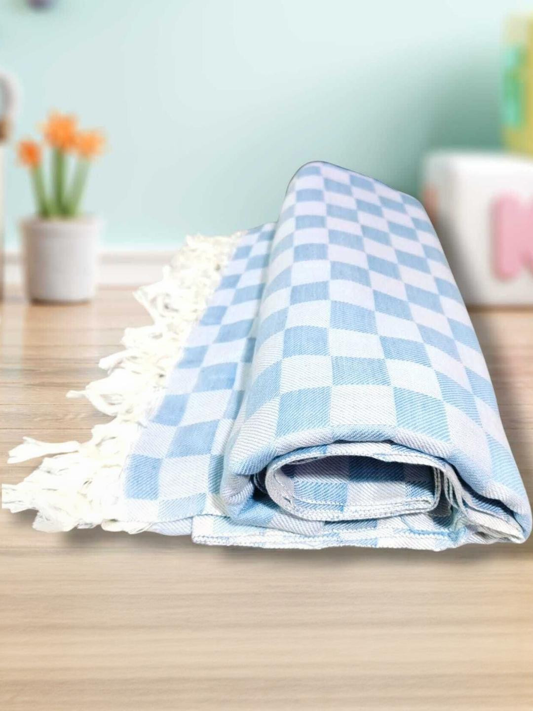 VANISHREE WORLD Blue Cotton Double Bed Blanket