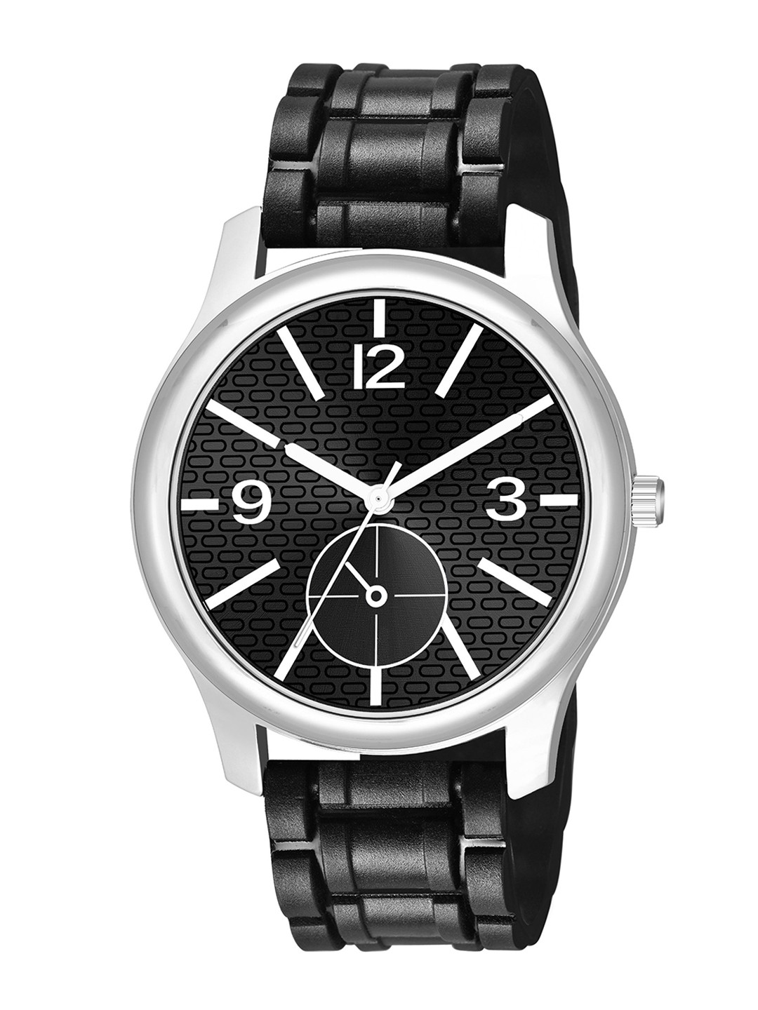 CSAMON Men Dial & Bracelet Style Straps Analogue Watch 1017SLV M5 BLK D 801BLK_SH