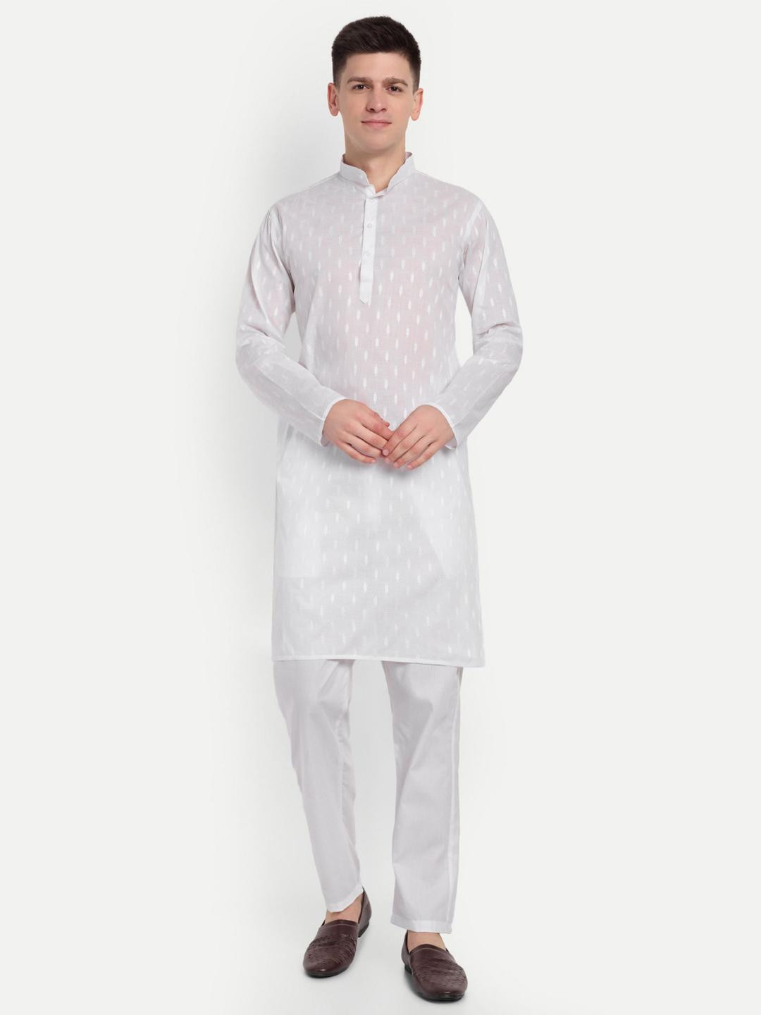 4u Fashion Men Woven Design Festive Cotton Straight Kurta