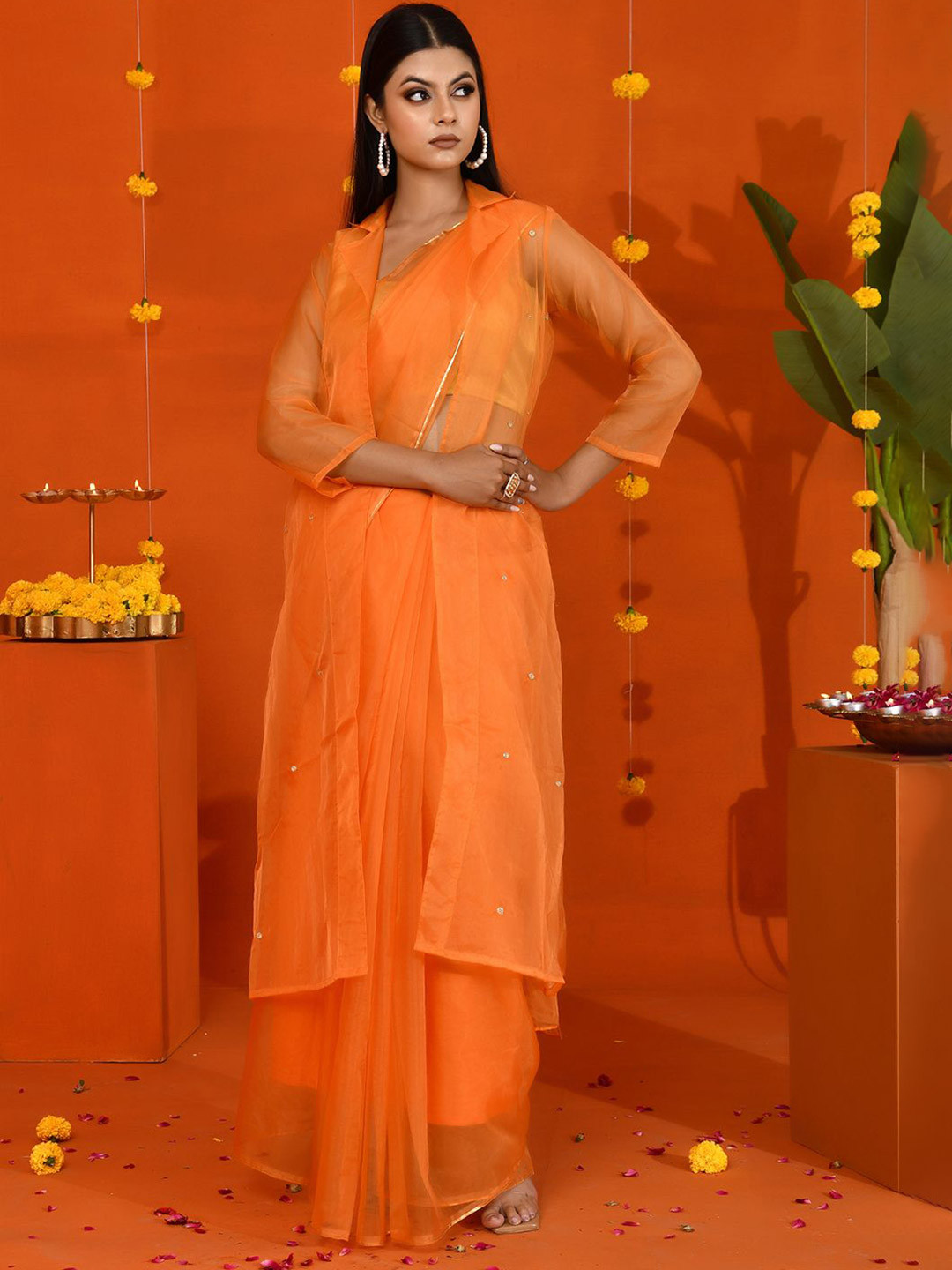 Bannhi by Priyanka Rathore  Organza Saree With Jacket