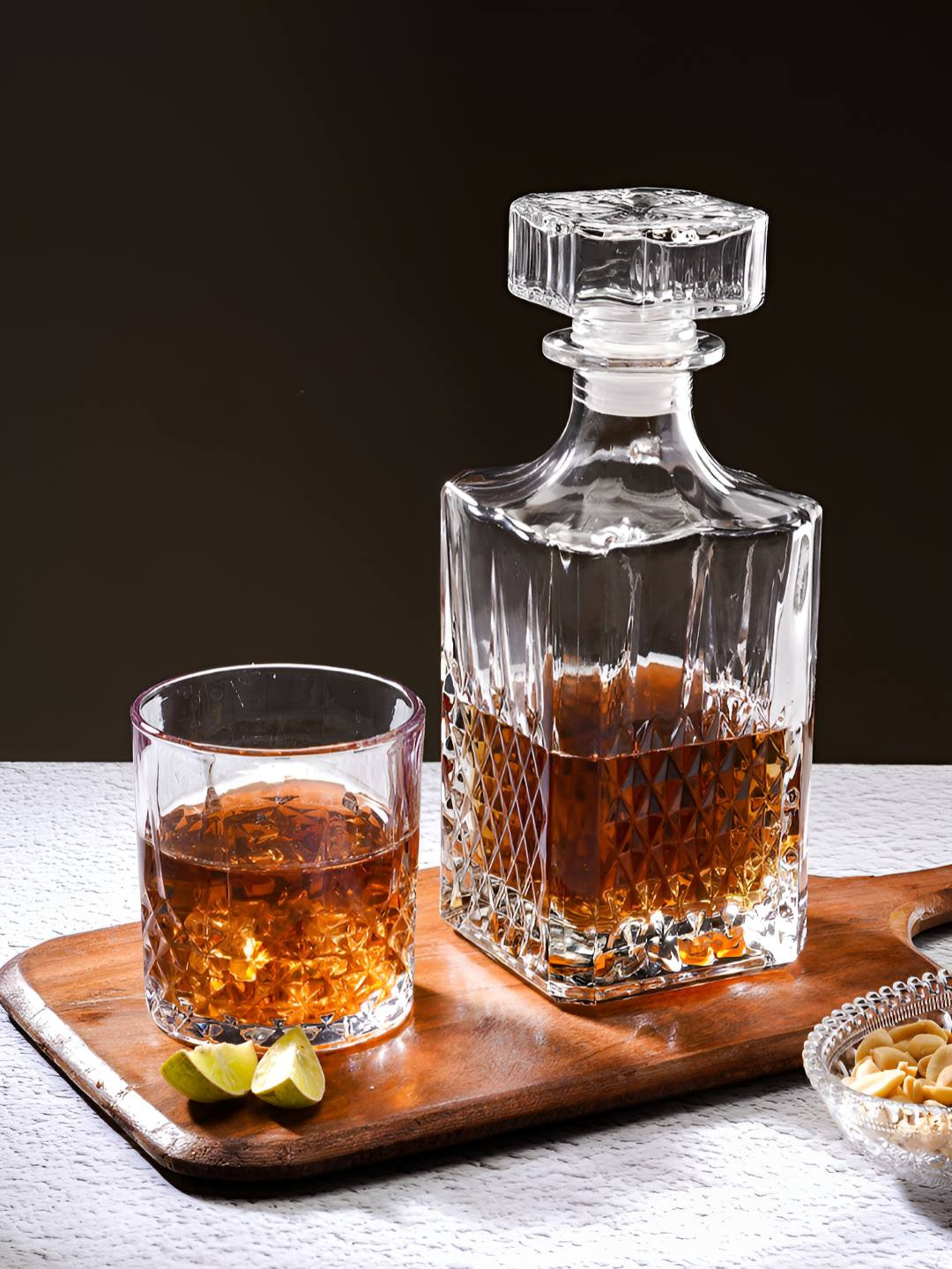 Aura Transparent 7 Pcs Dishwasher and Microwave Safe Whisky Bar Glass With 1 Decanter