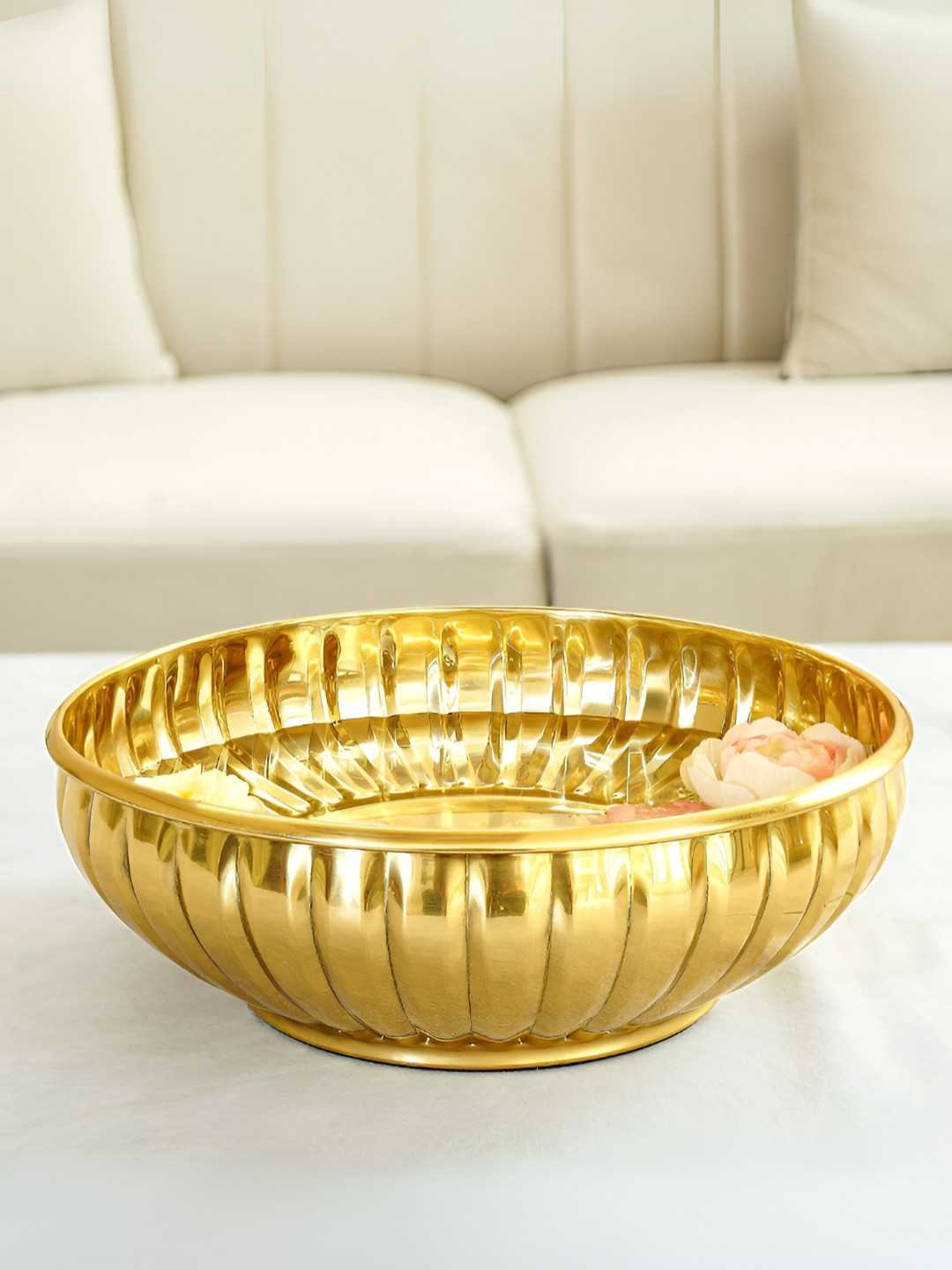 BEHOMA Yellow Textured Large Decorative Bowl
