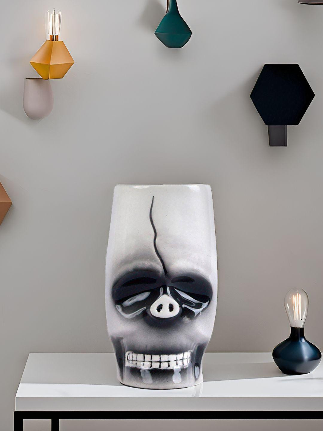 Kraftlik Handicraft Ghost White Ceramic Flower Pot Vase