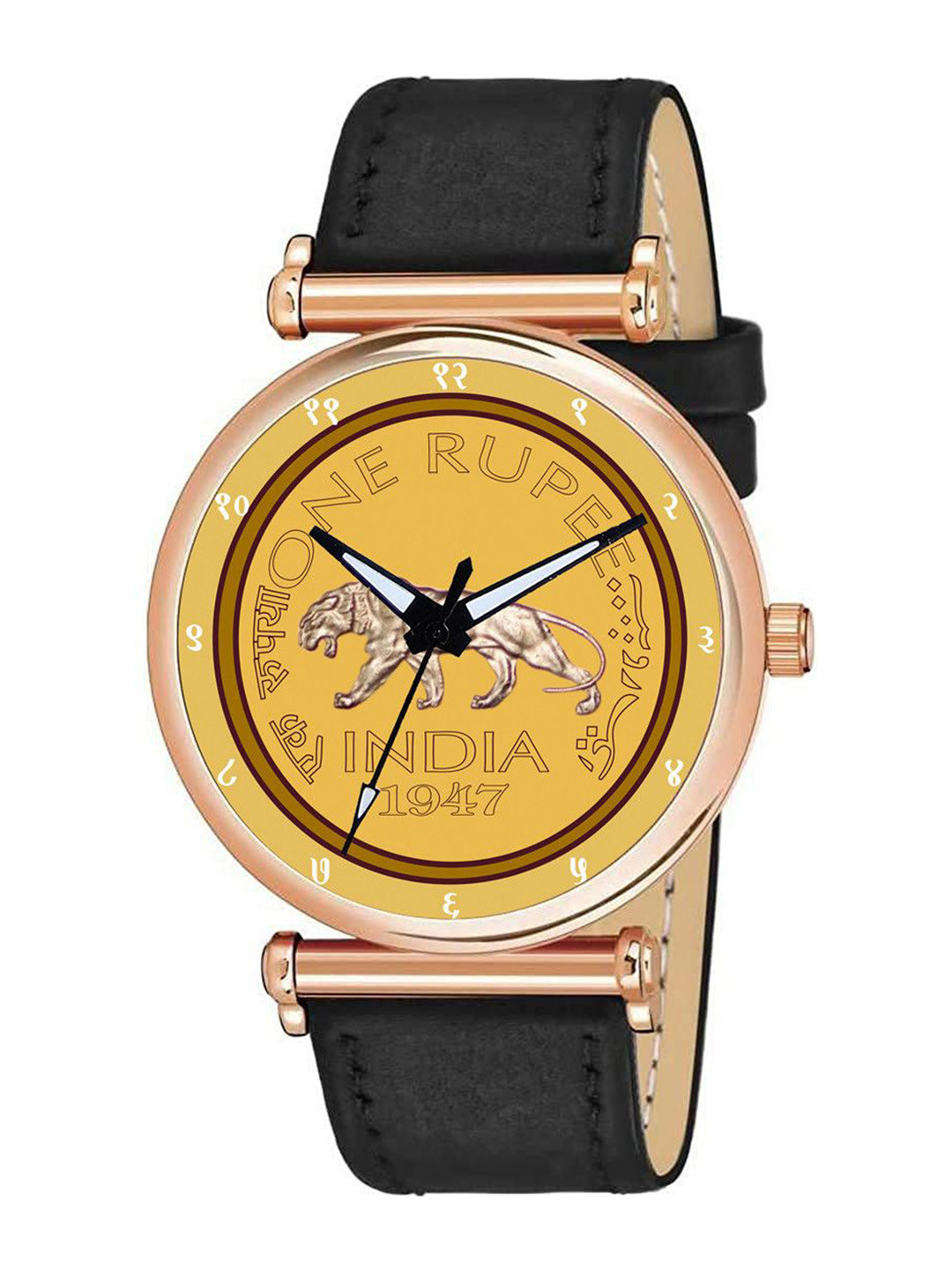 CSAMON Men Dial & Leather Straps Analogue Watch C34MRG GOLD RS Black Chikani_SH