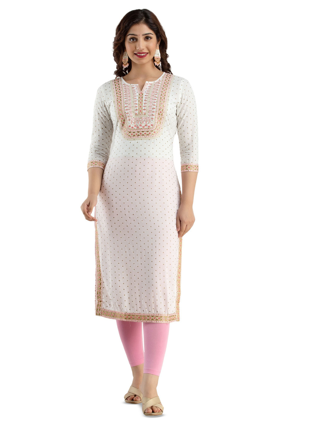 STYLE ANGEL Women Ethnic Motifs Embroidered Festive Straight Kurtas