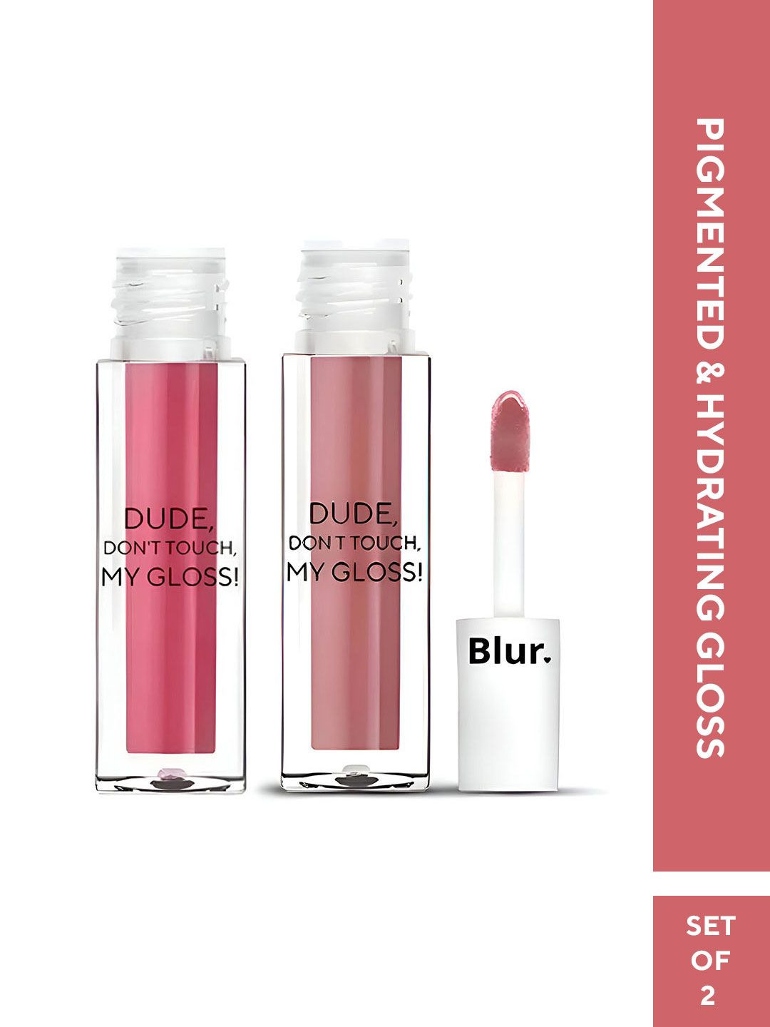 BLUR INDIA Set Of 2 Dude Dont Touch Lip Gloss - 2.5 ml Each -  Bubblegum Pink & Soft Brown
