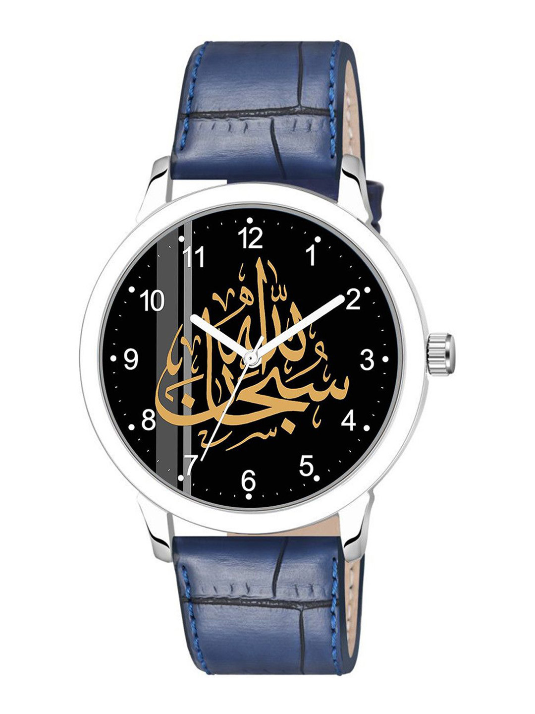 CSAMON Men Skeleton Dial & Leather Straps Analogue Watch 1019SLV Islamic NUM05 BLU L_SH