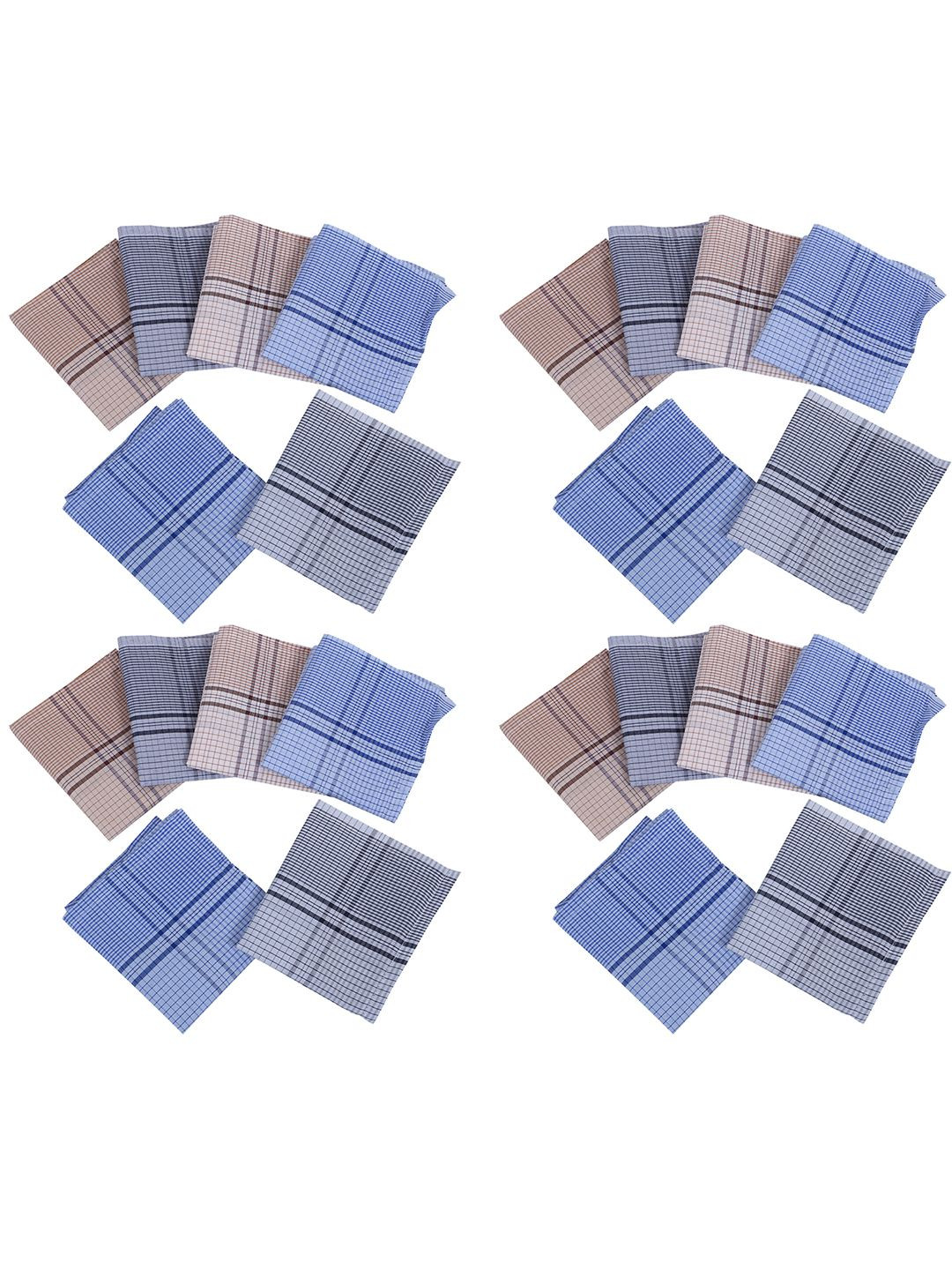 Kuber Industries Set of 24 Small Checked Soft Cotton Handkerchiefs