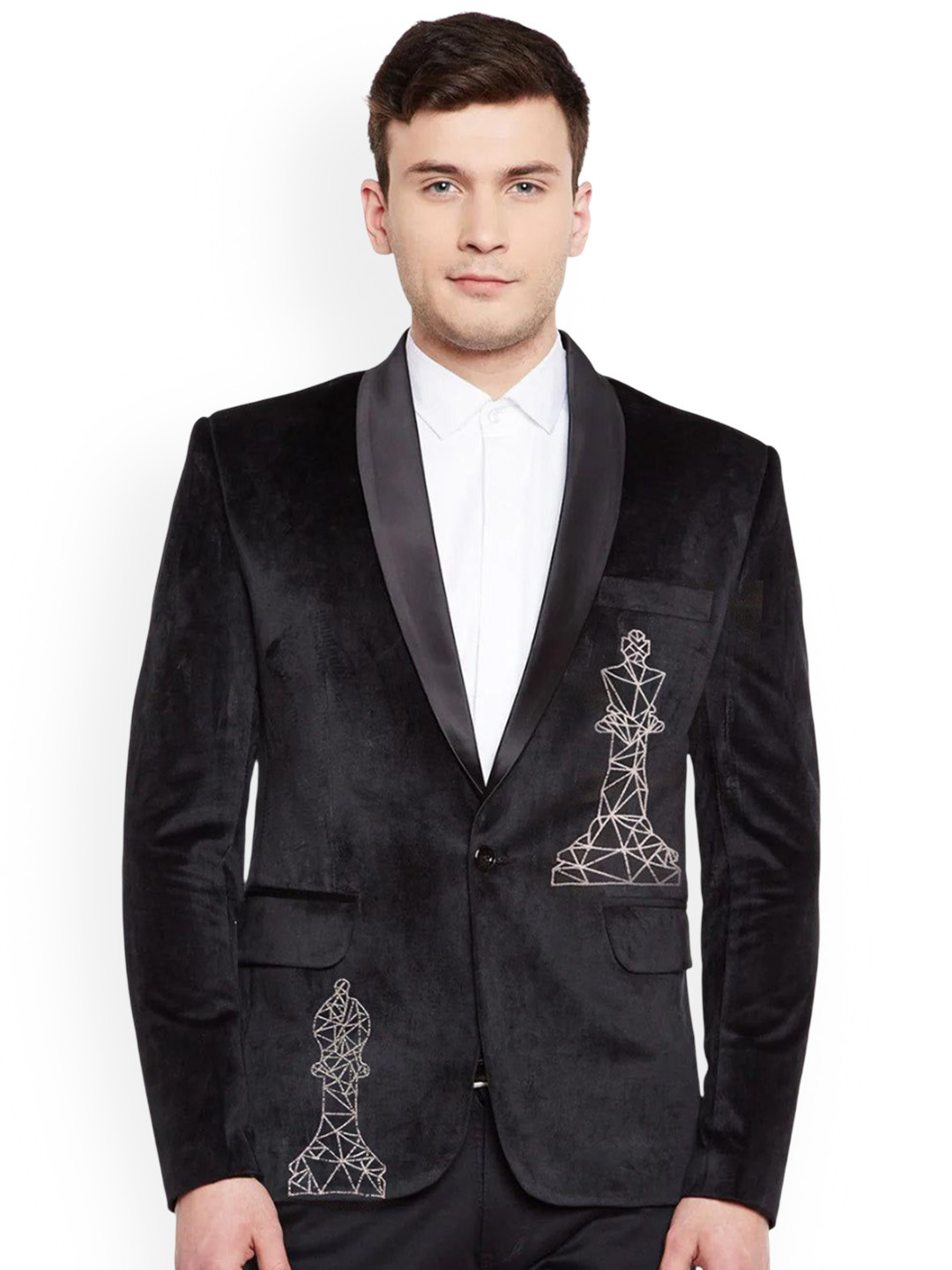 Wintage Dust Free Velvet Tuxedo With Embroidery Single Breasted Blazer
