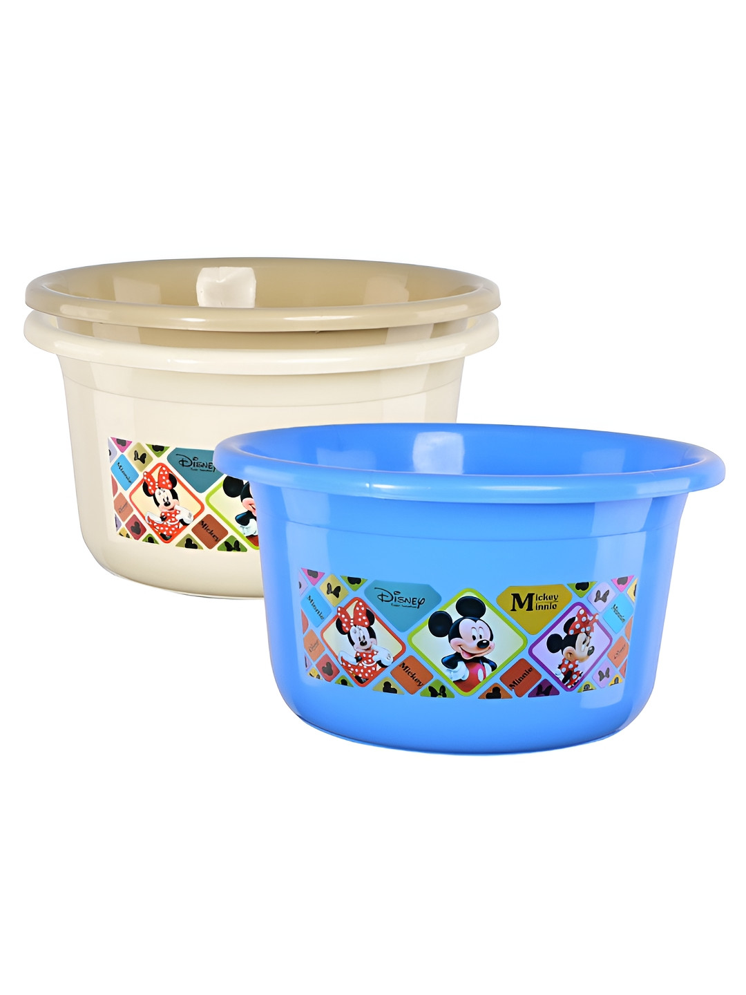Aura Set of 3 Blue & Cream-Coloured Abstract Plastic 25 Ltr Bath Tub