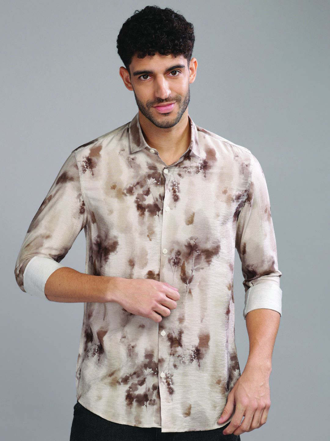 Blu MNKY Smart Slim Fit Floral Printed Cutaway Collar Shirt