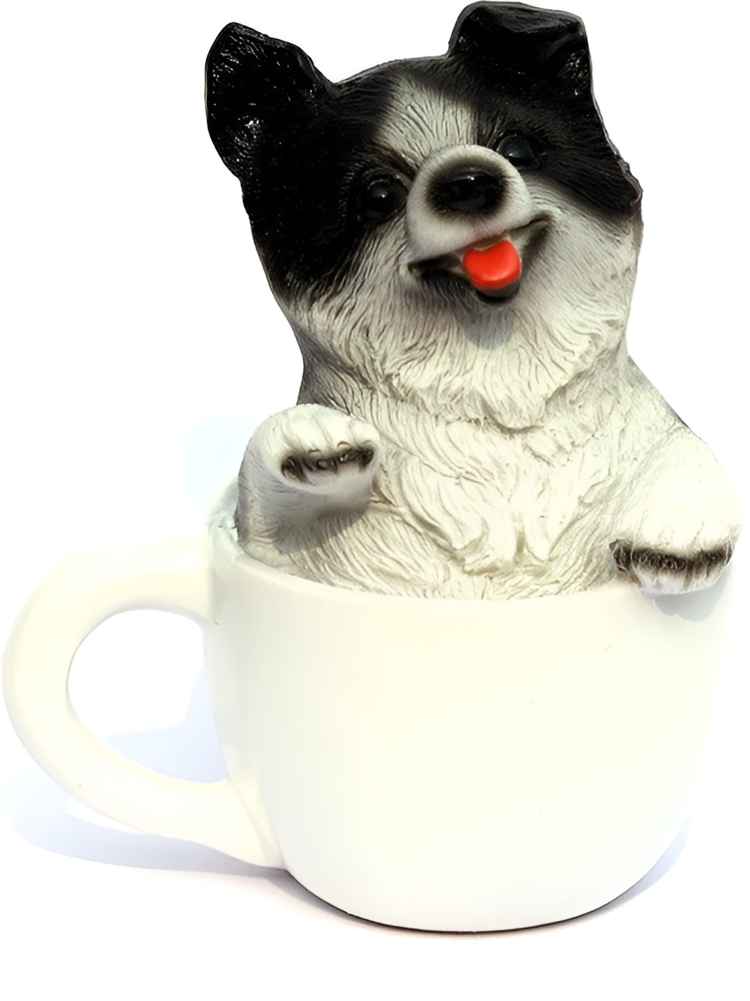 Aura Cup in Smile Mix Huski White Polyresin Glossy Garden Small Showpiece - 3.1 Inches