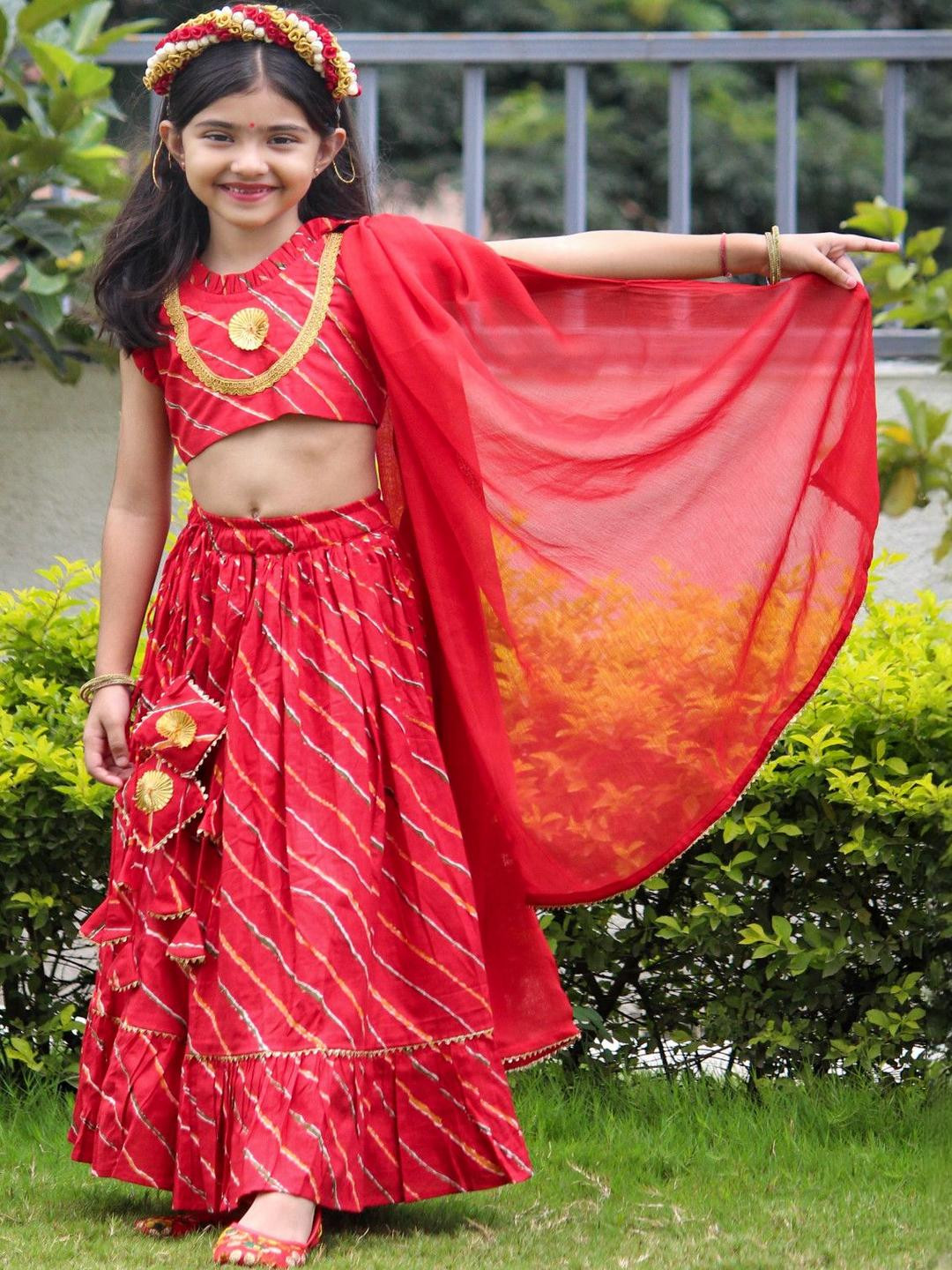 Mamma's Bear Girls Cotton Ready to Wear Lehenga Choli