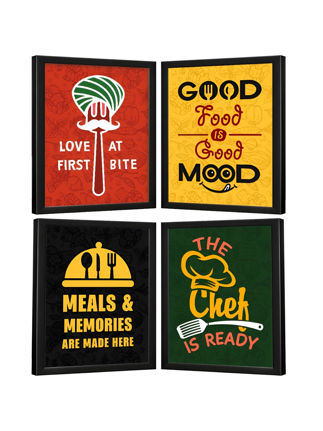 Chaka Chaundh Quotes Wood 4 Pcs Living Room Rectangle Paintings Wall Art -13.78 x 10.63In