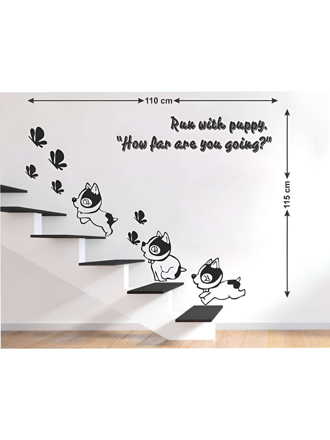 LANSTICK Black Printed Cute Puppy Wall Sticker