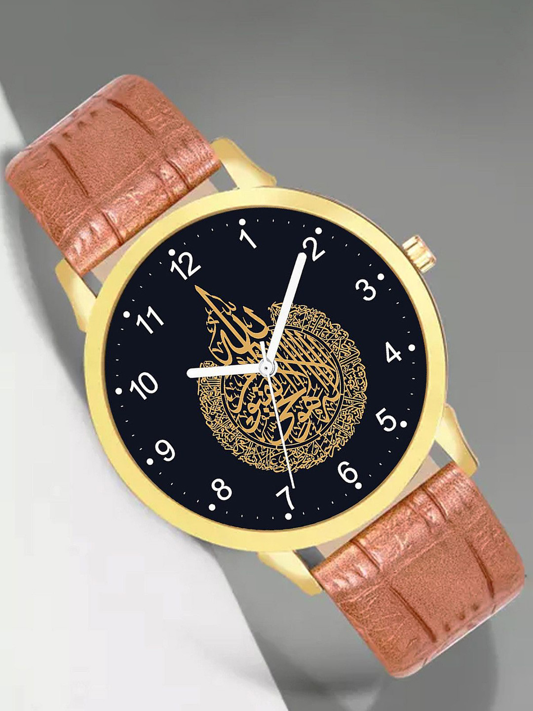 Gopal Shopcart Adults Leather Straps Analogue Watch 1019GOLD-Islamic-NUM04-Beige-L_SH