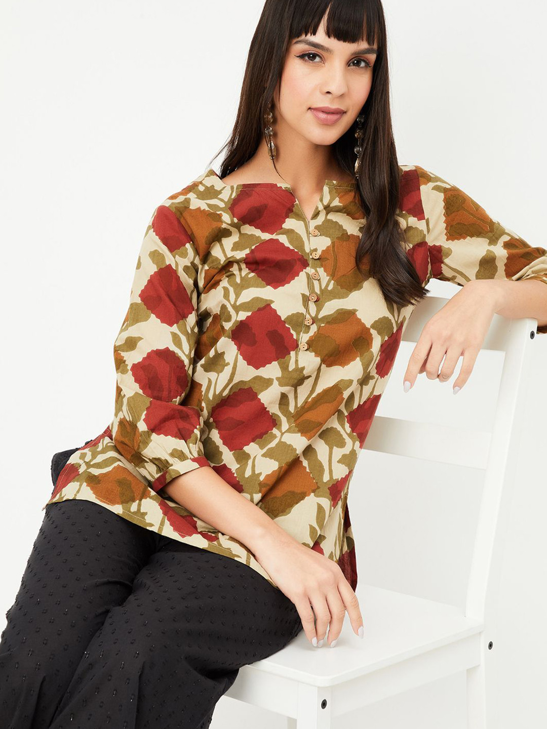 max Women Printed Pure Cotton Straight Kurti