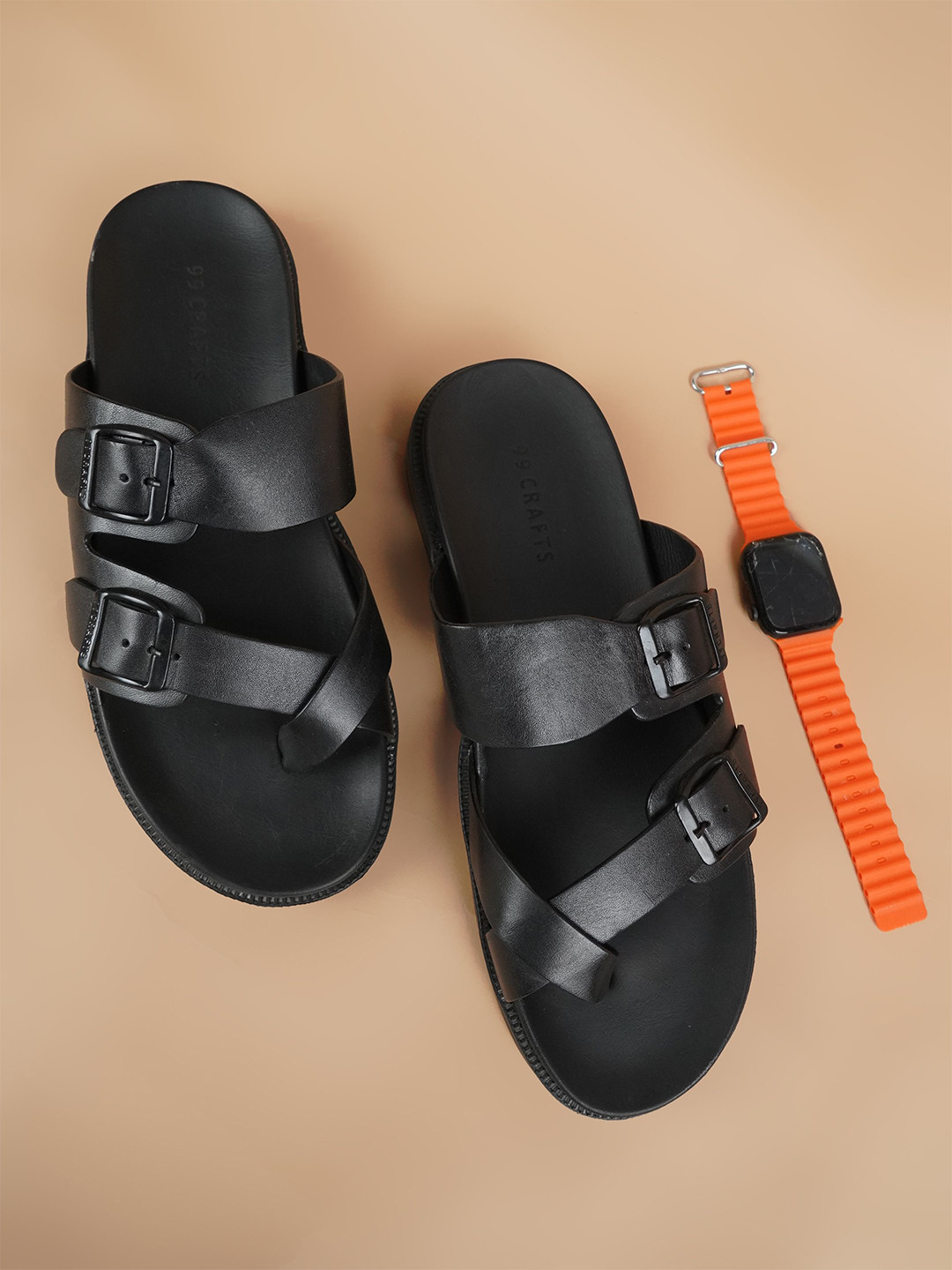 99CRAFTS Men Quality Italian Top Grain Leather Comfort Sandals